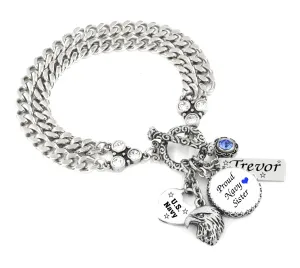 Military US Navy Sister Charm Bracelet