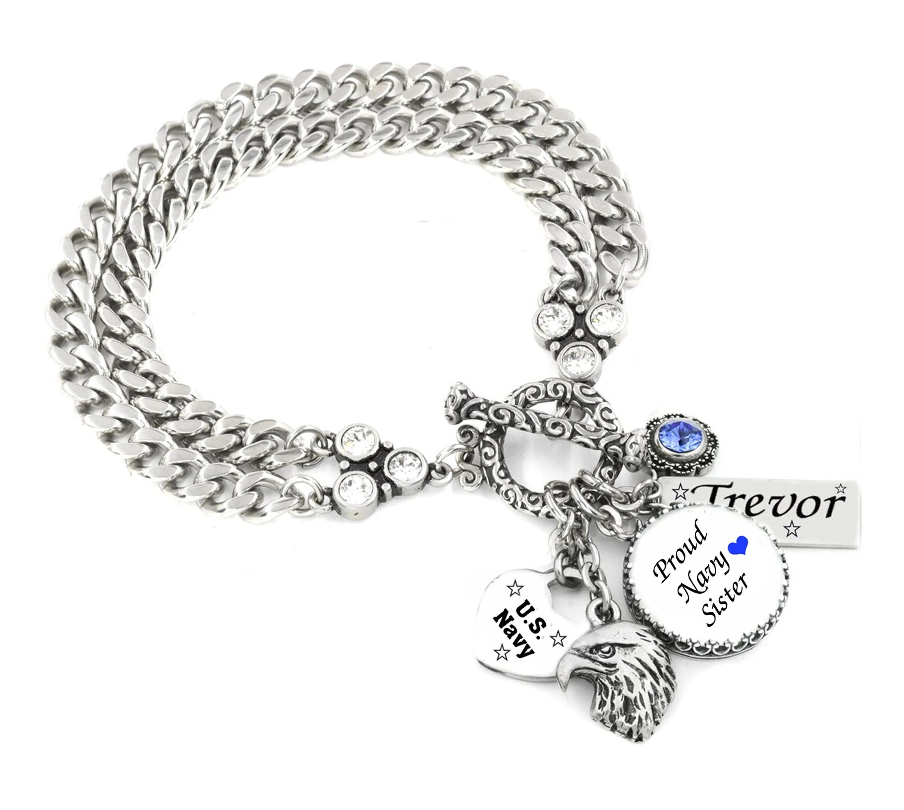 Military US Navy Sister Charm Bracelet