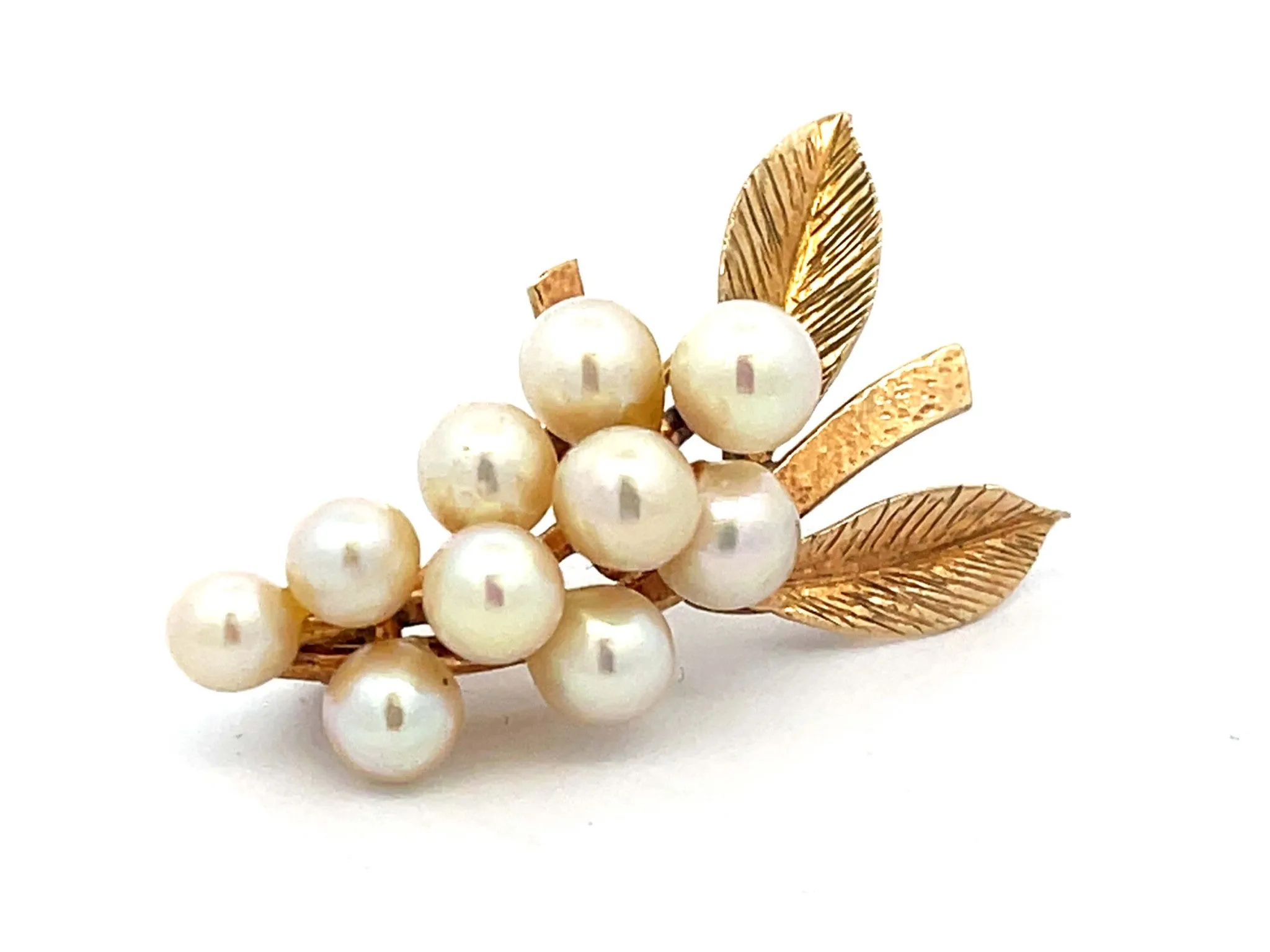 Mings Pearl Branch Brooch in 14k Yellow Gold