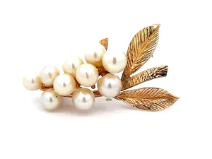 Mings Pearl Branch Brooch in 14k Yellow Gold