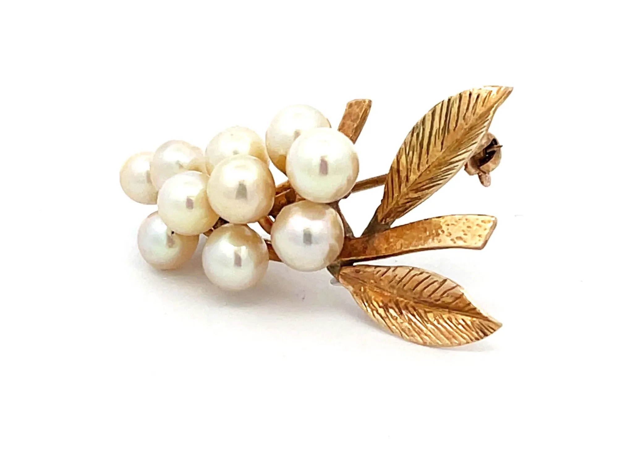 Mings Pearl Branch Brooch in 14k Yellow Gold