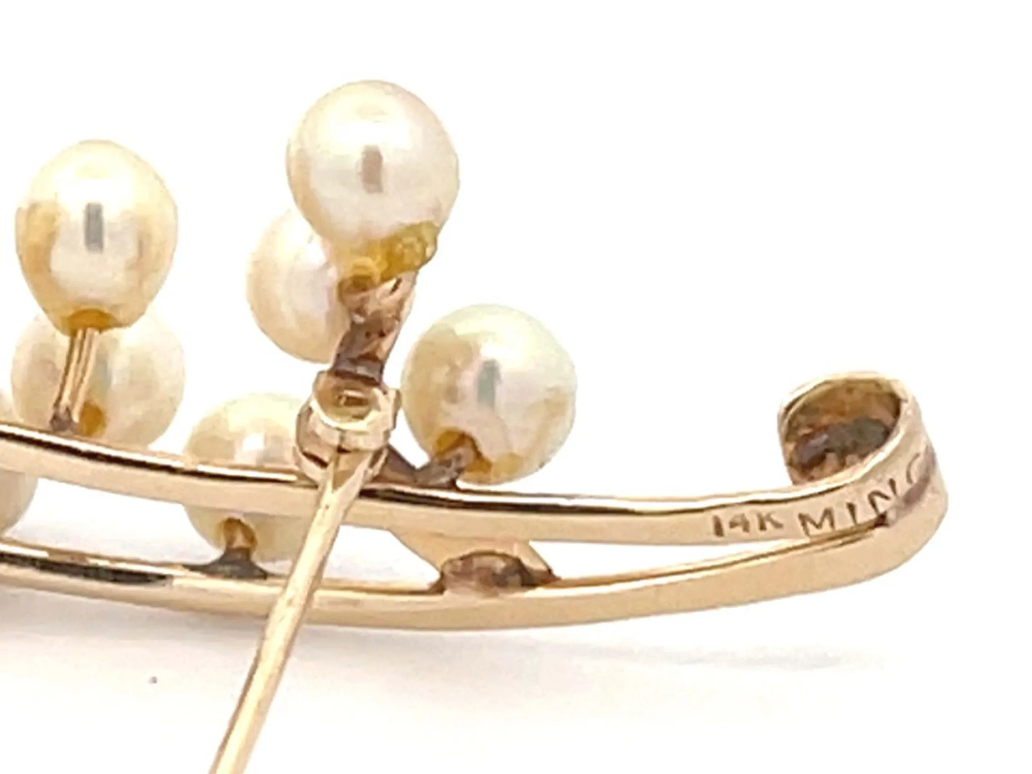 Mings Purple Amethyst and Akoya Pearl Brooch in 14k Yellow Gold