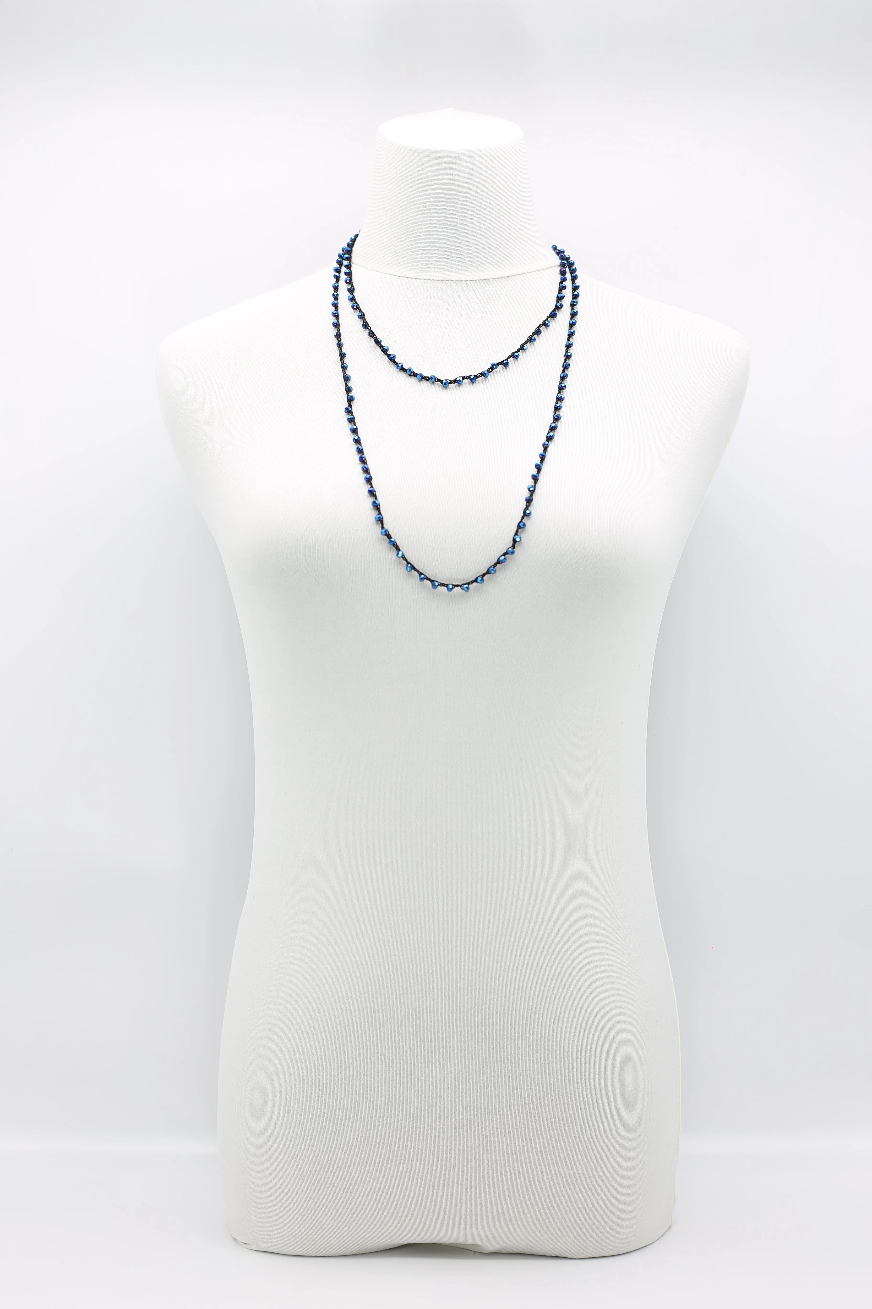 Mini Crystals on Hand-crocheted Cord Necklaces - Single strand