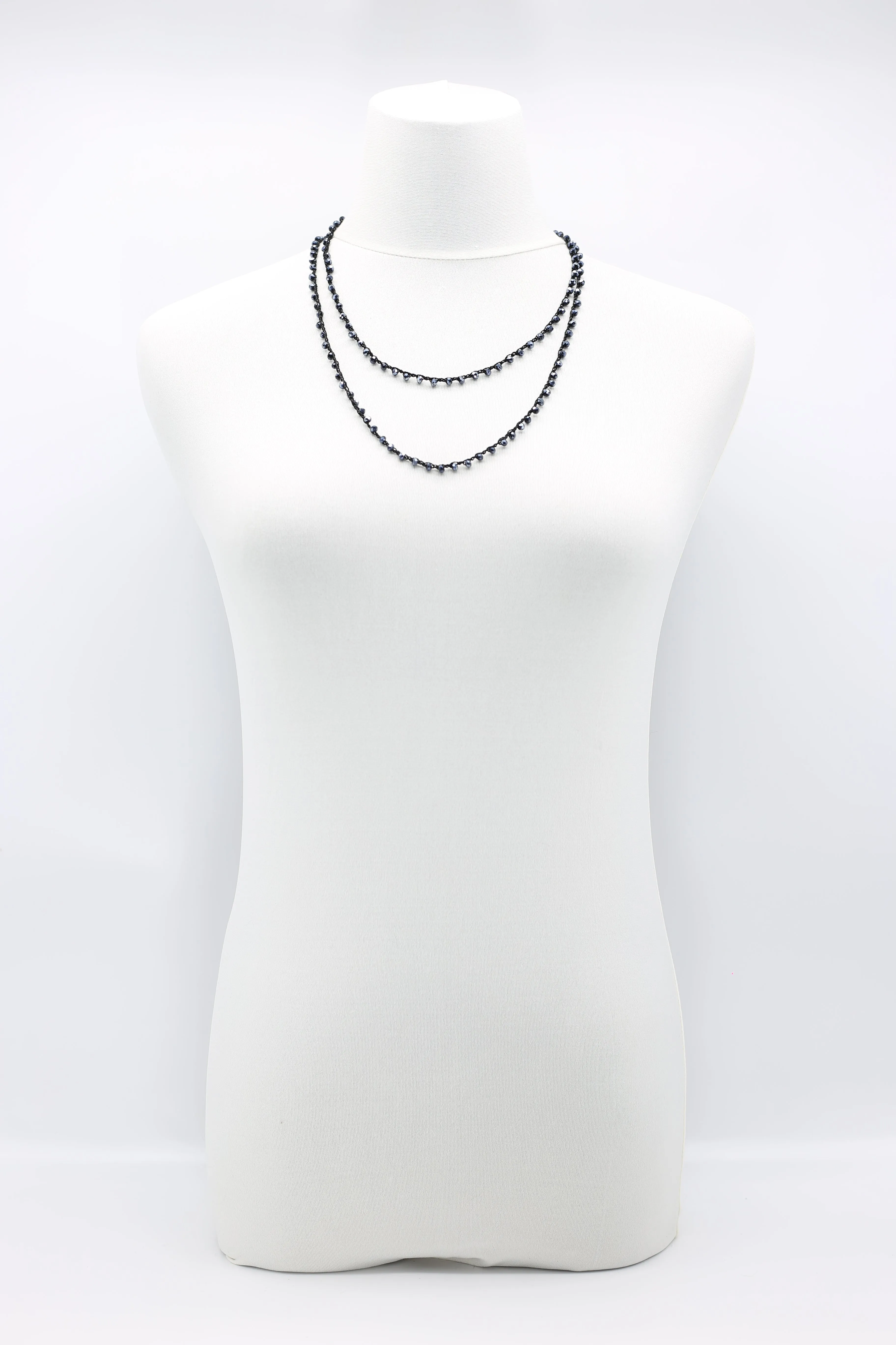 Mini Crystals on Hand-crocheted Cord Necklaces - Single strand