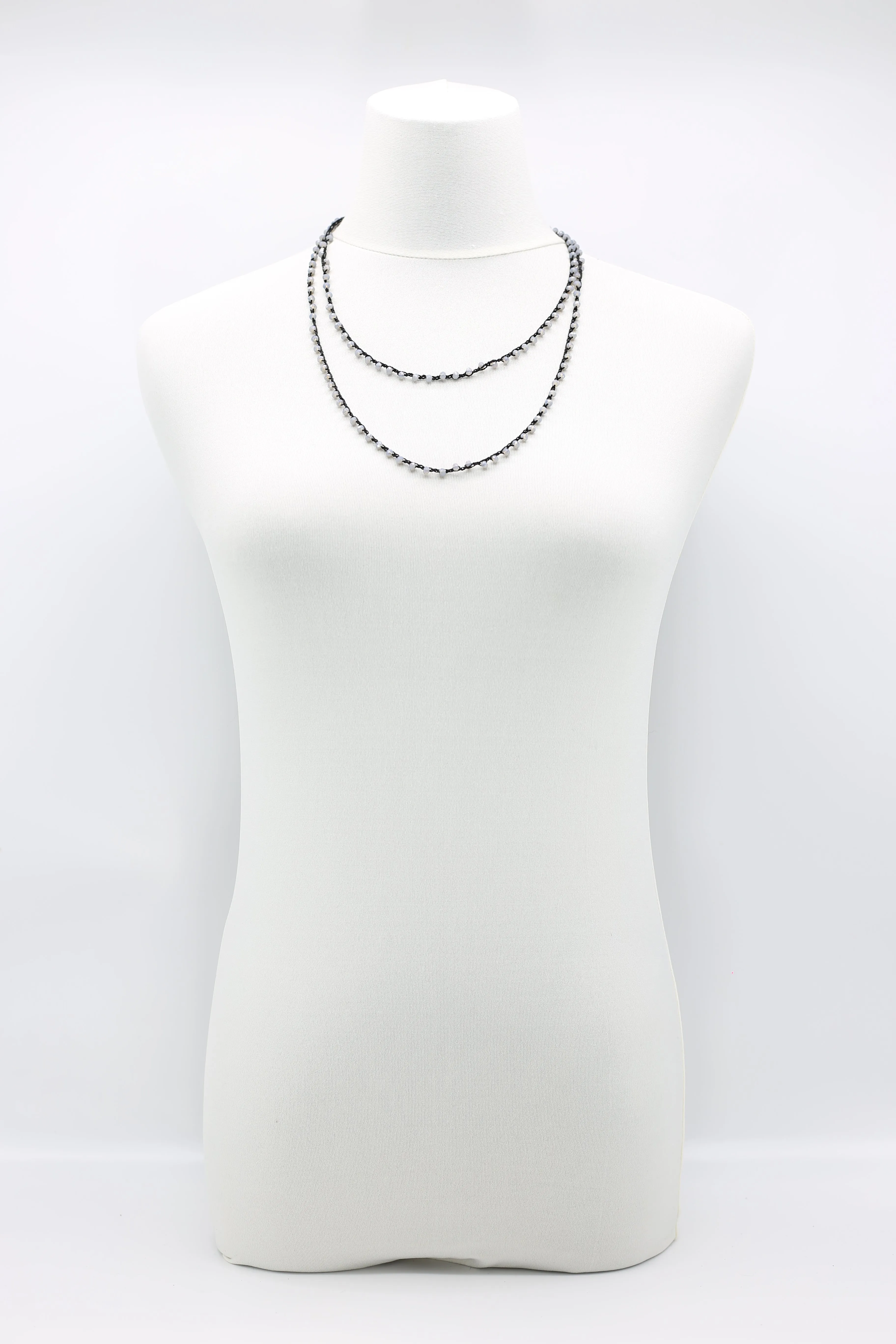 Mini Crystals on Hand-crocheted Cord Necklaces - Single strand