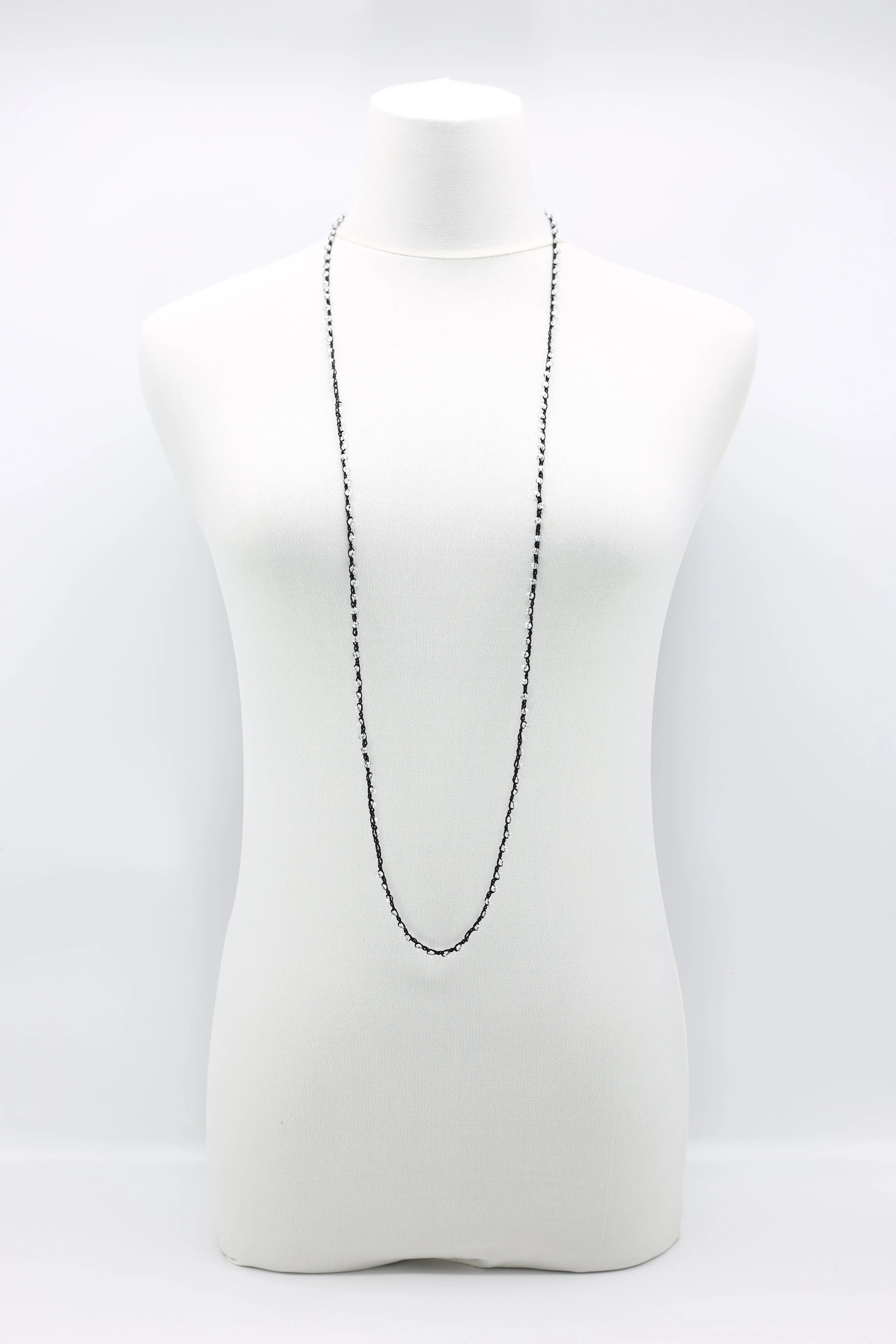 Mini Crystals on Hand-crocheted Cord Necklaces - Single strand