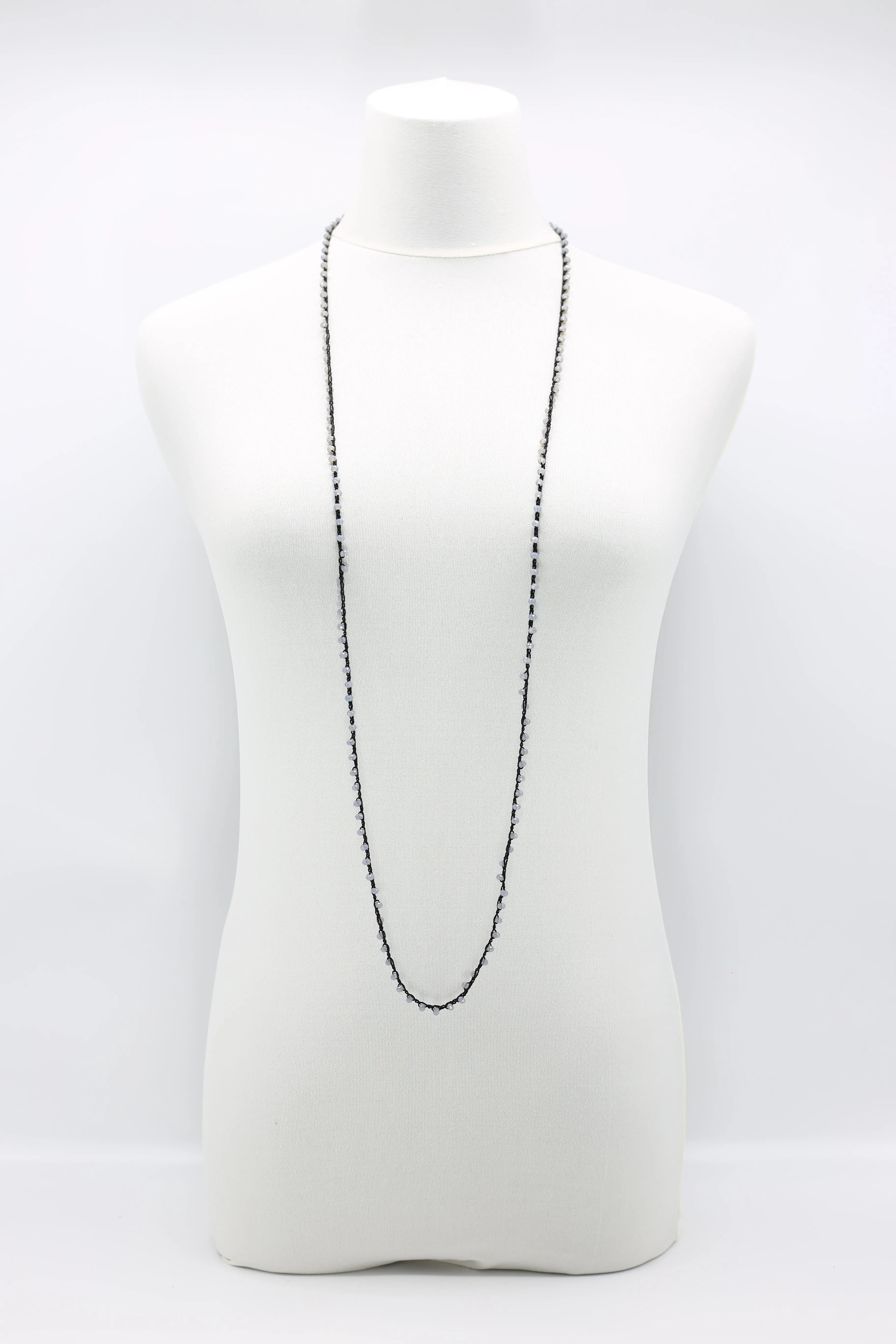 Mini Crystals on Hand-crocheted Cord Necklaces - Single strand