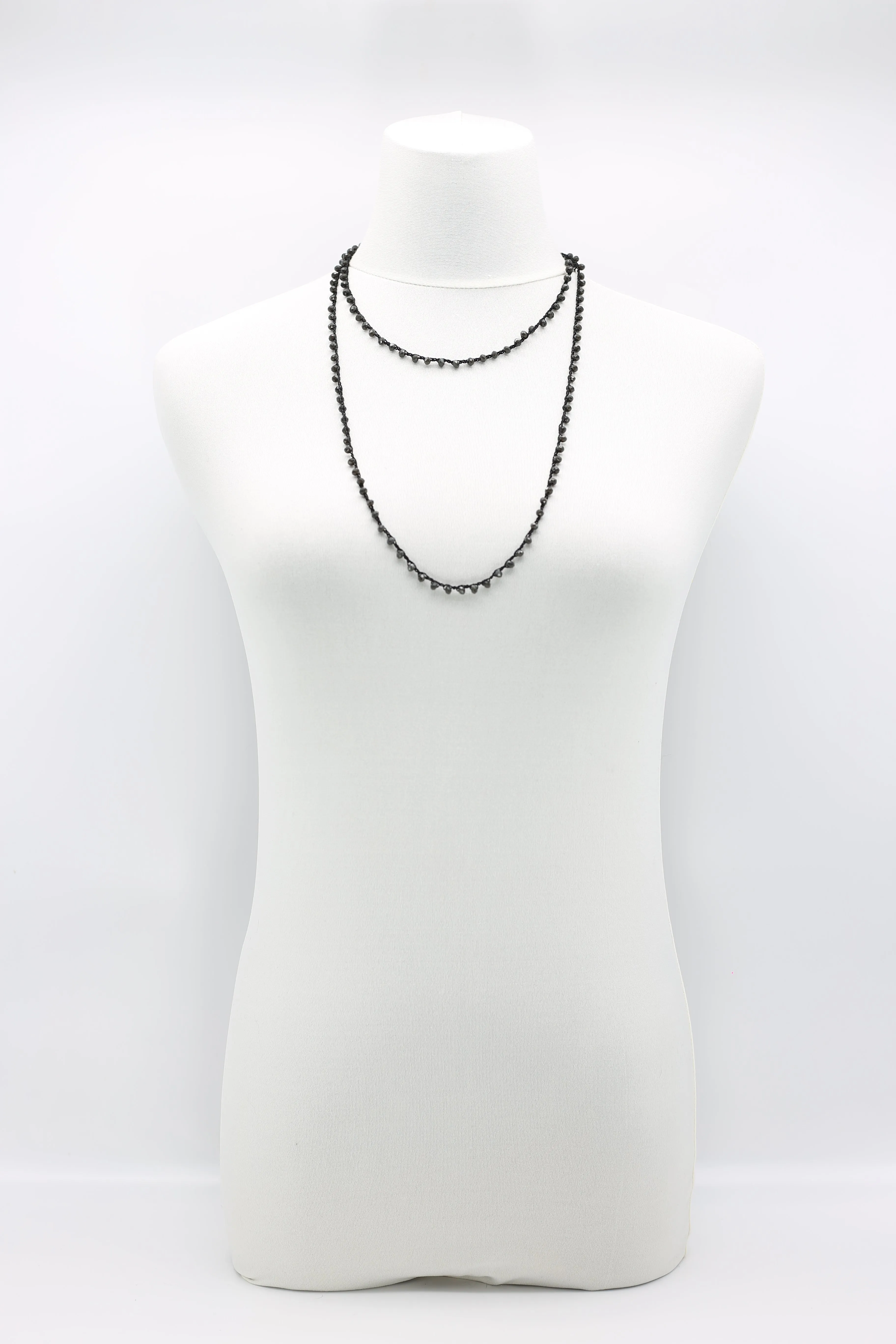 Mini Crystals on Hand-crocheted Cord Necklaces - Single strand