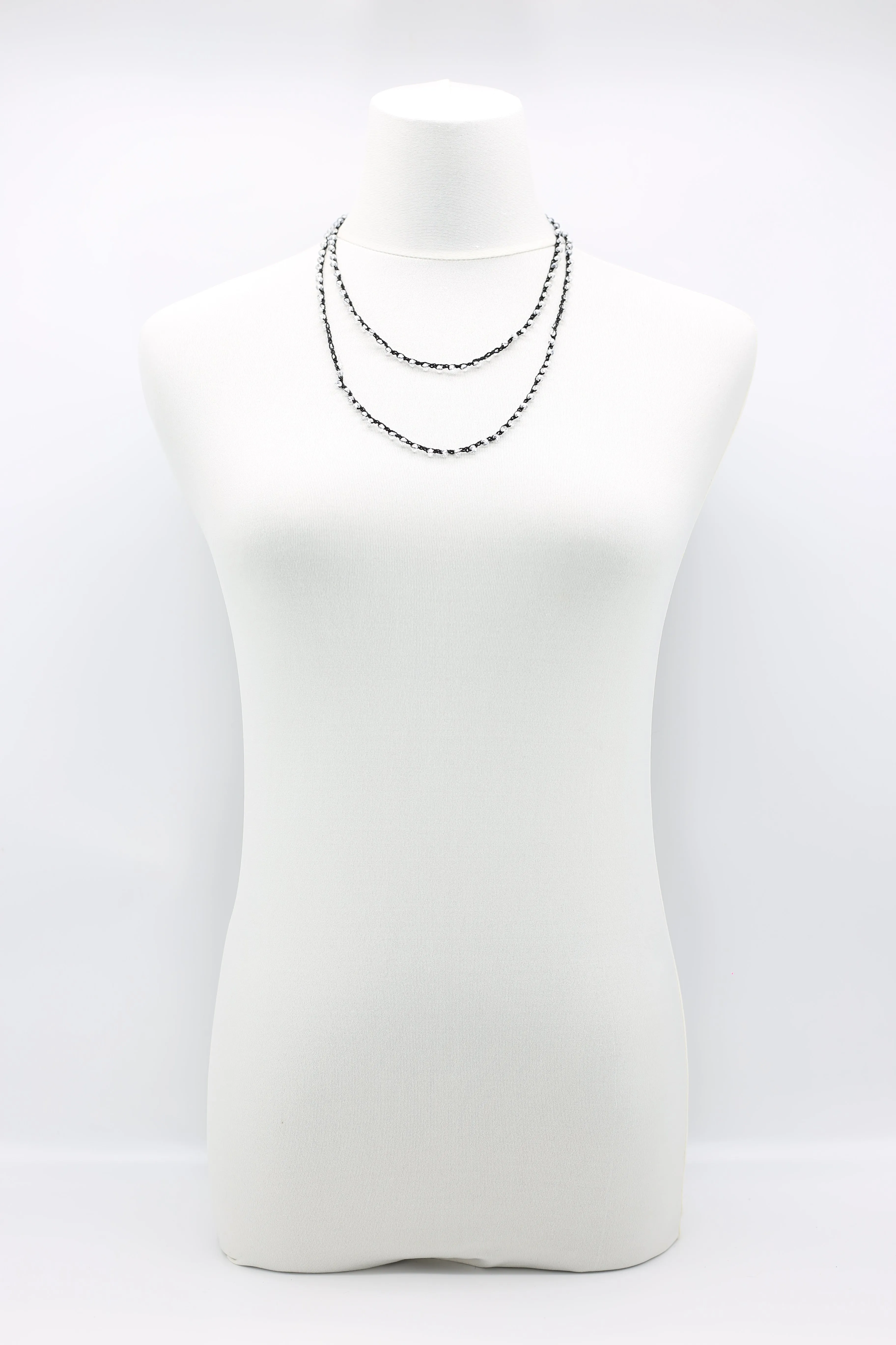 Mini Crystals on Hand-crocheted Cord Necklaces - Single strand