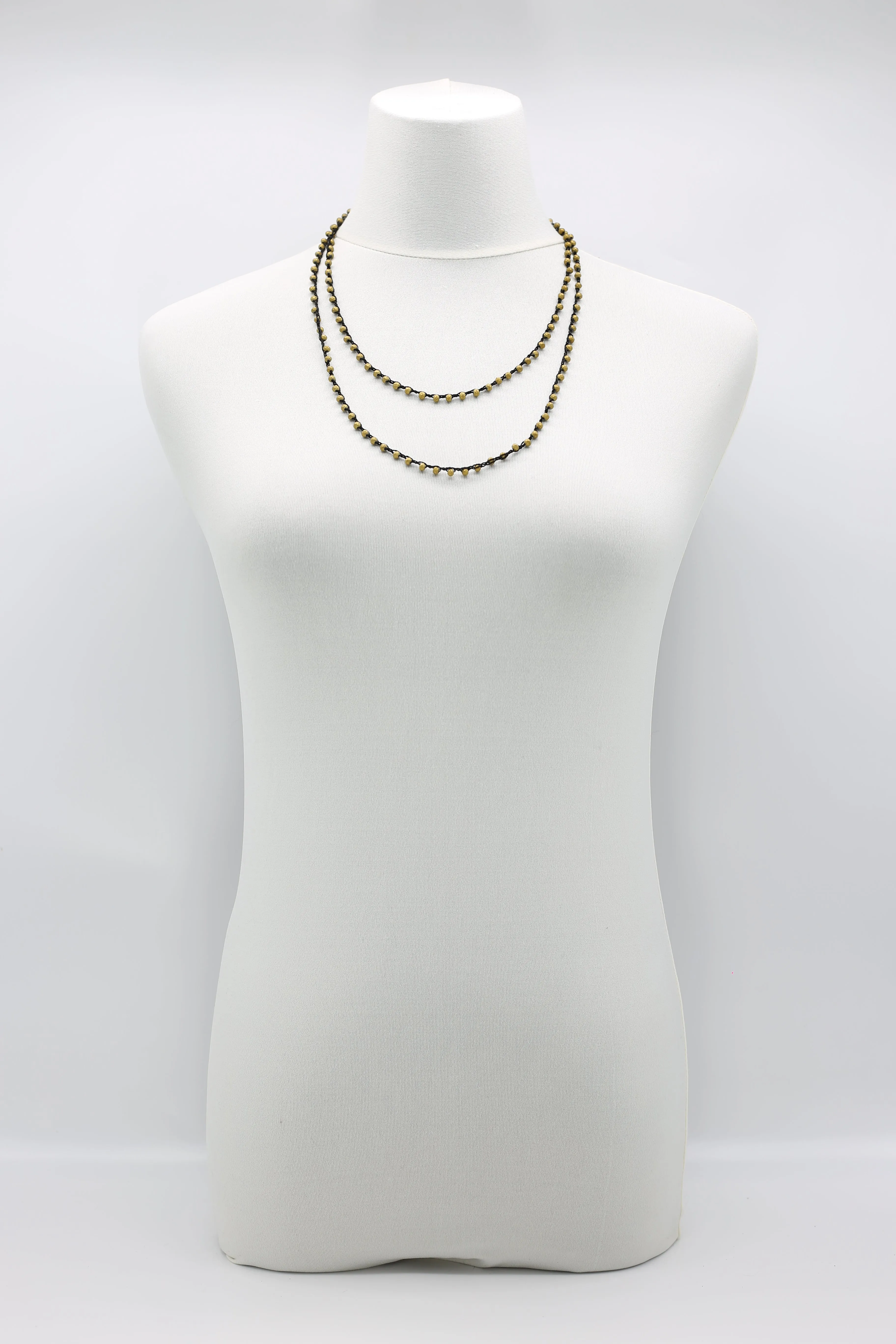 Mini Crystals on Hand-crocheted Cord Necklaces - Single strand