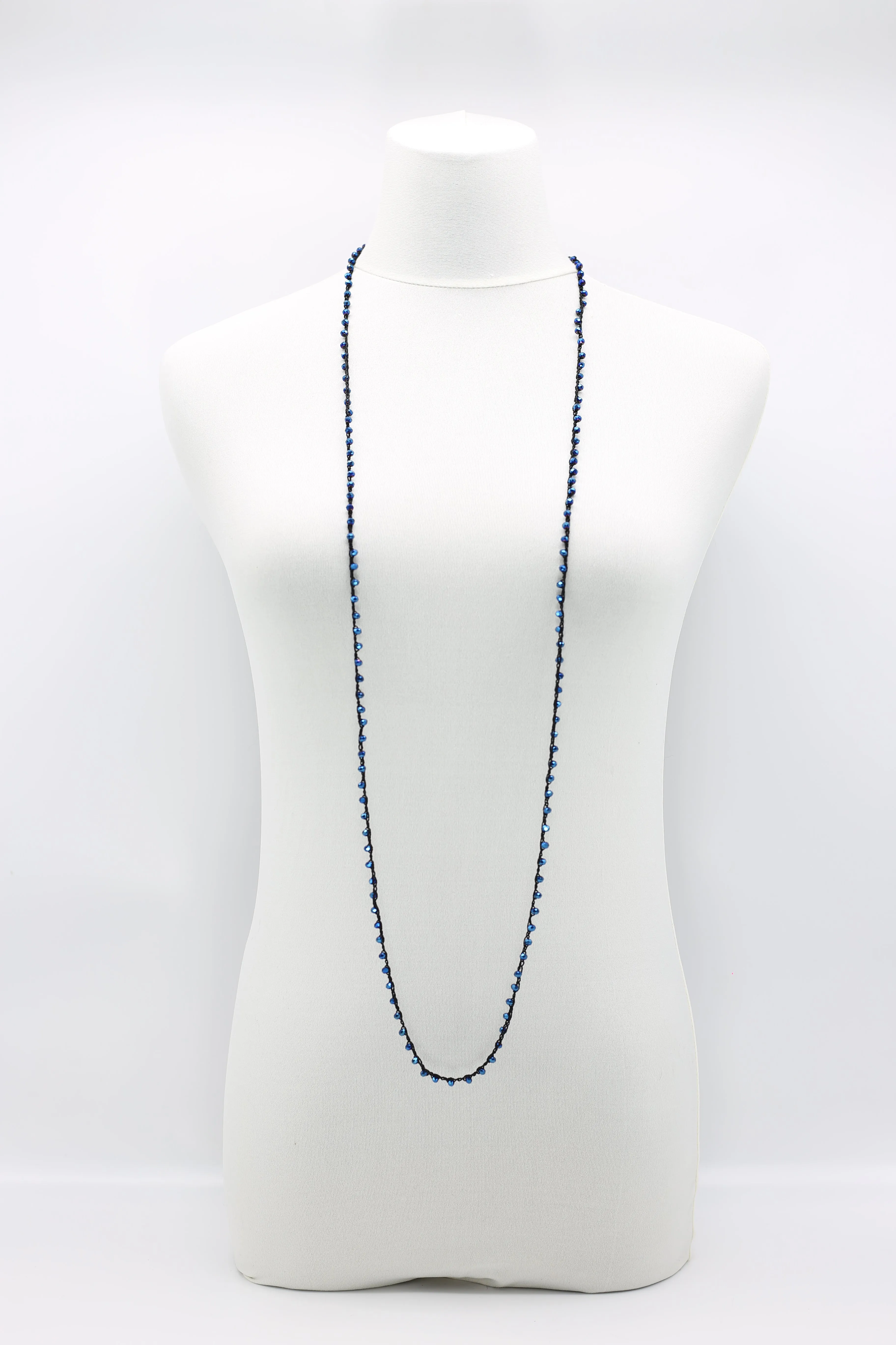 Mini Crystals on Hand-crocheted Cord Necklaces - Single strand