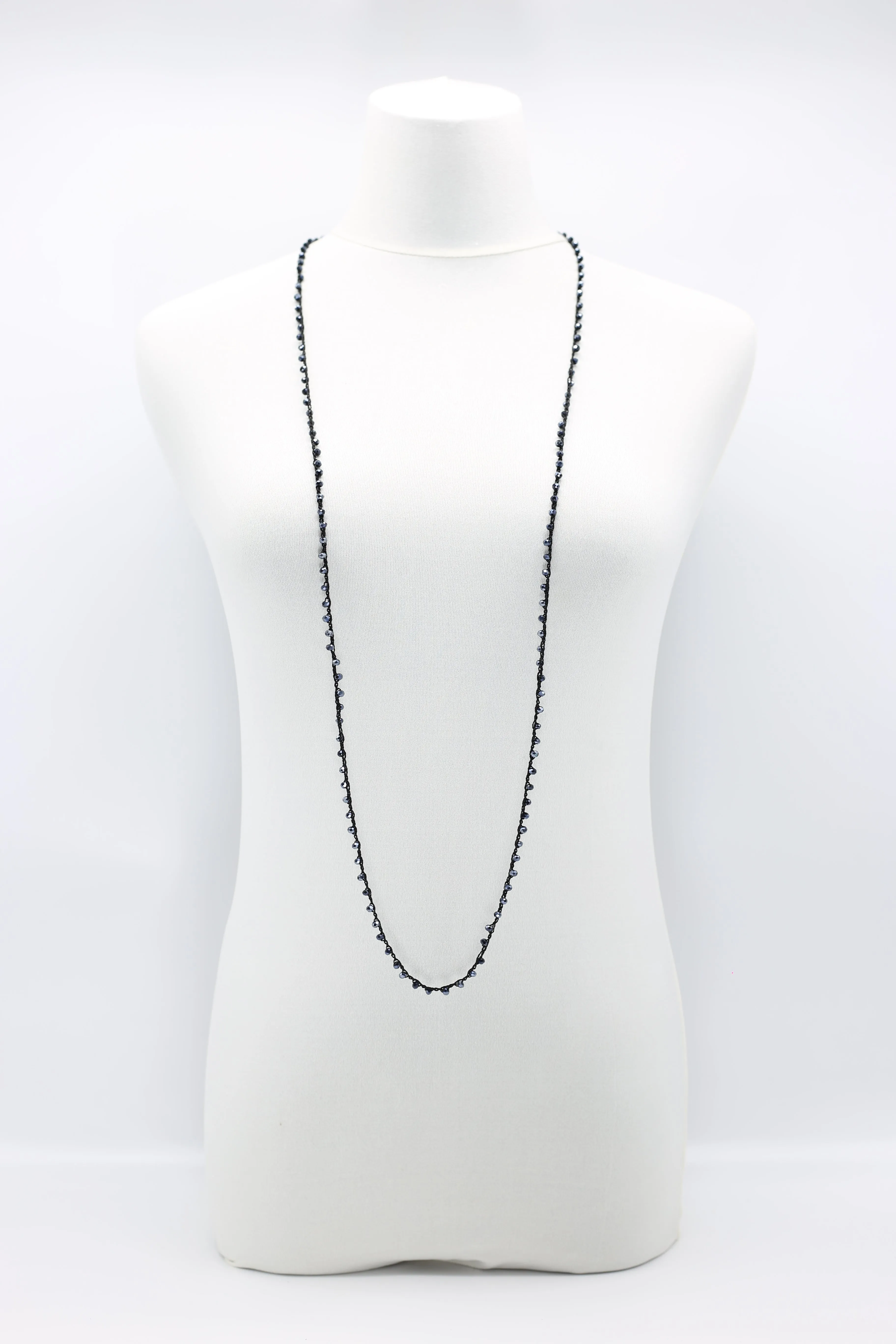 Mini Crystals on Hand-crocheted Cord Necklaces - Single strand