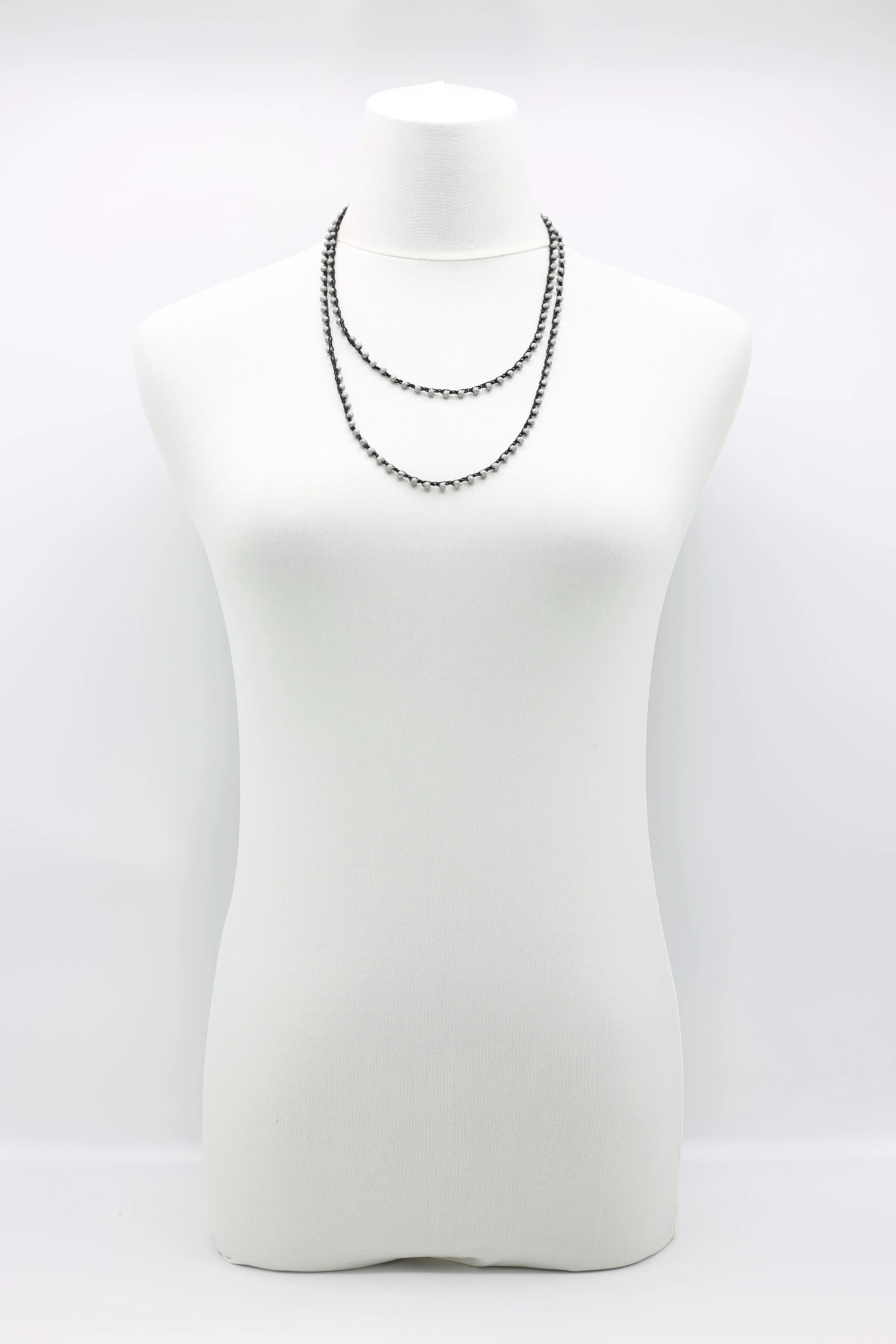 Mini Crystals on Hand-crocheted Cord Necklaces - Single strand
