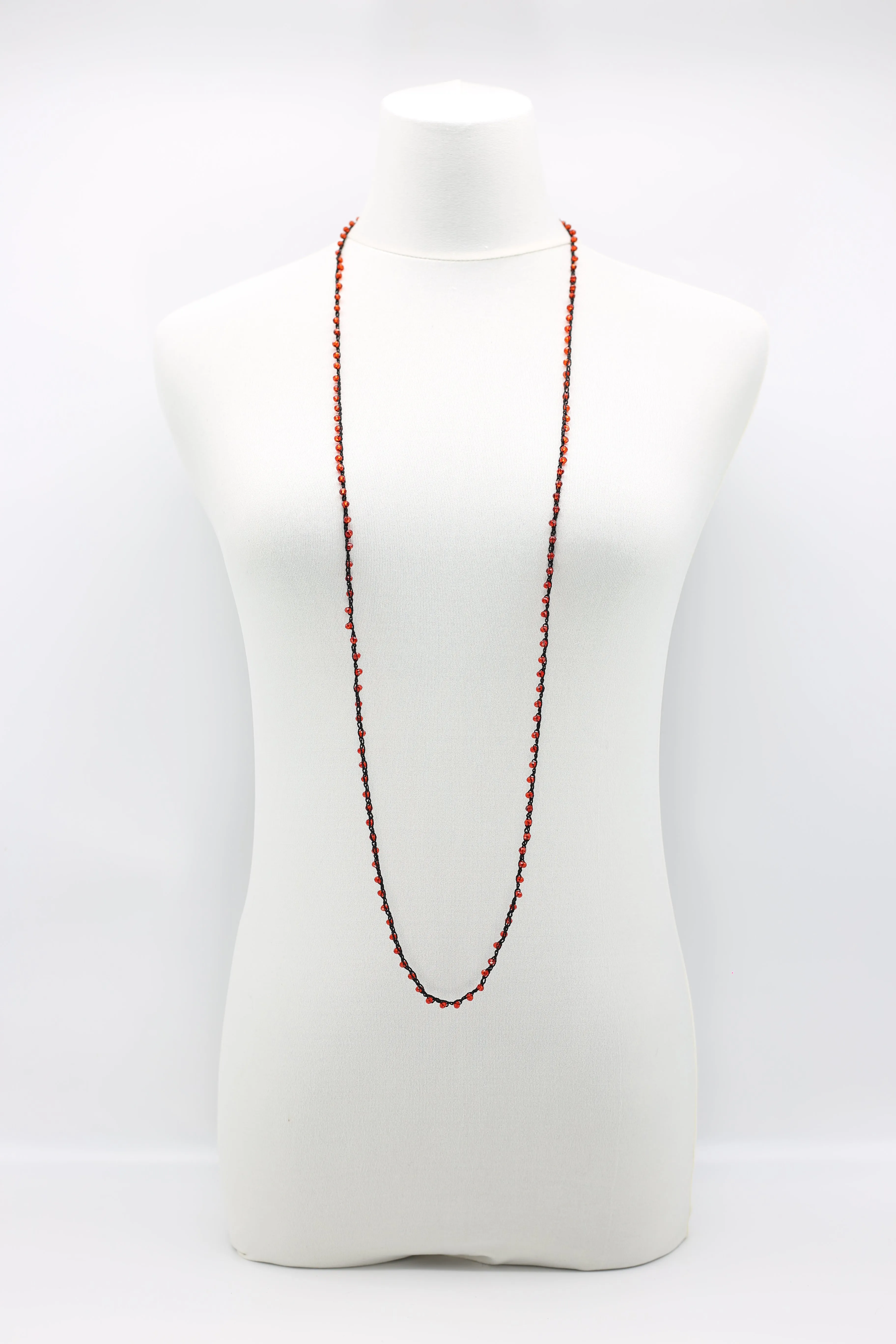 Mini Crystals on Hand-crocheted Cord Necklaces - Single strand