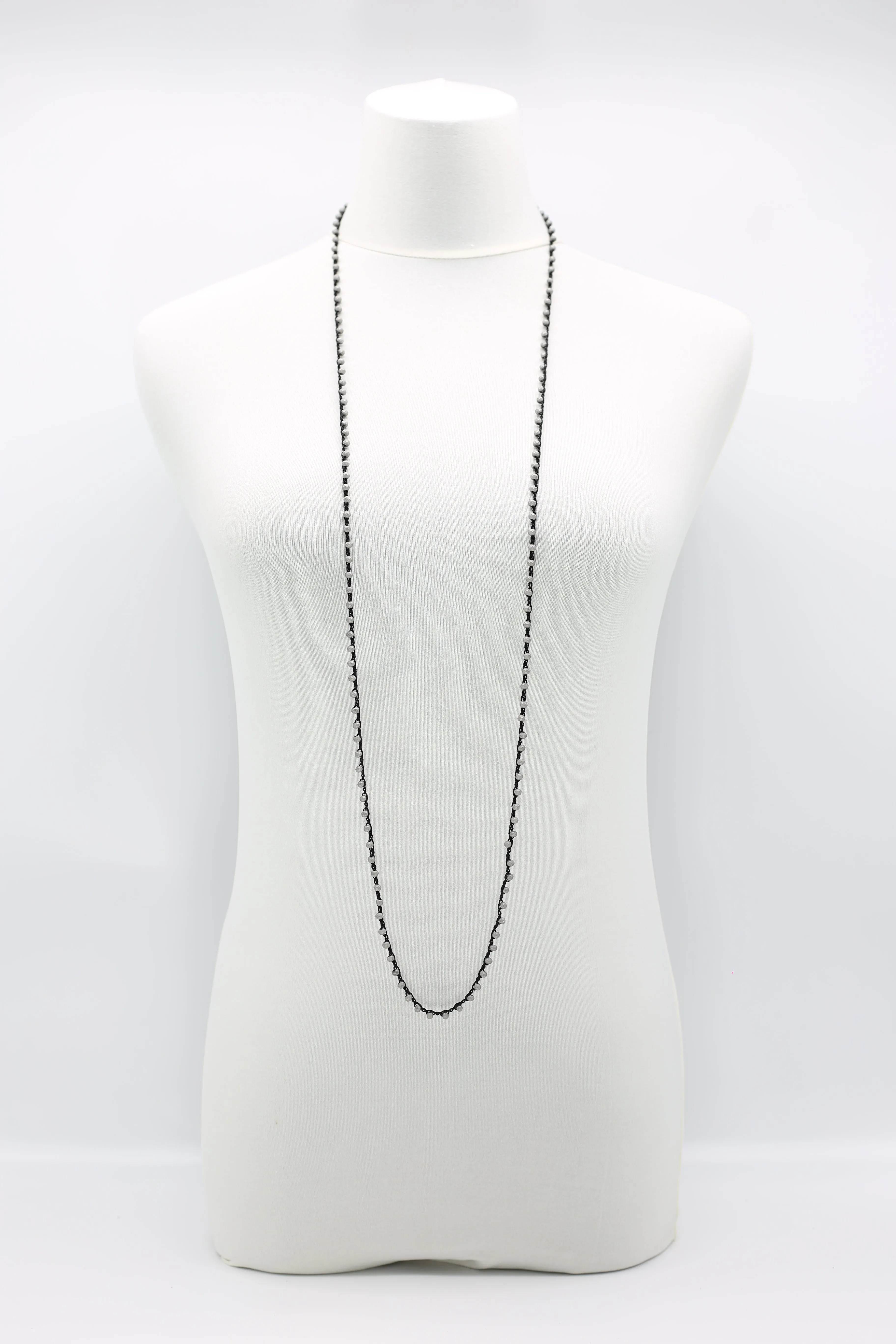 Mini Crystals on Hand-crocheted Cord Necklaces - Single strand