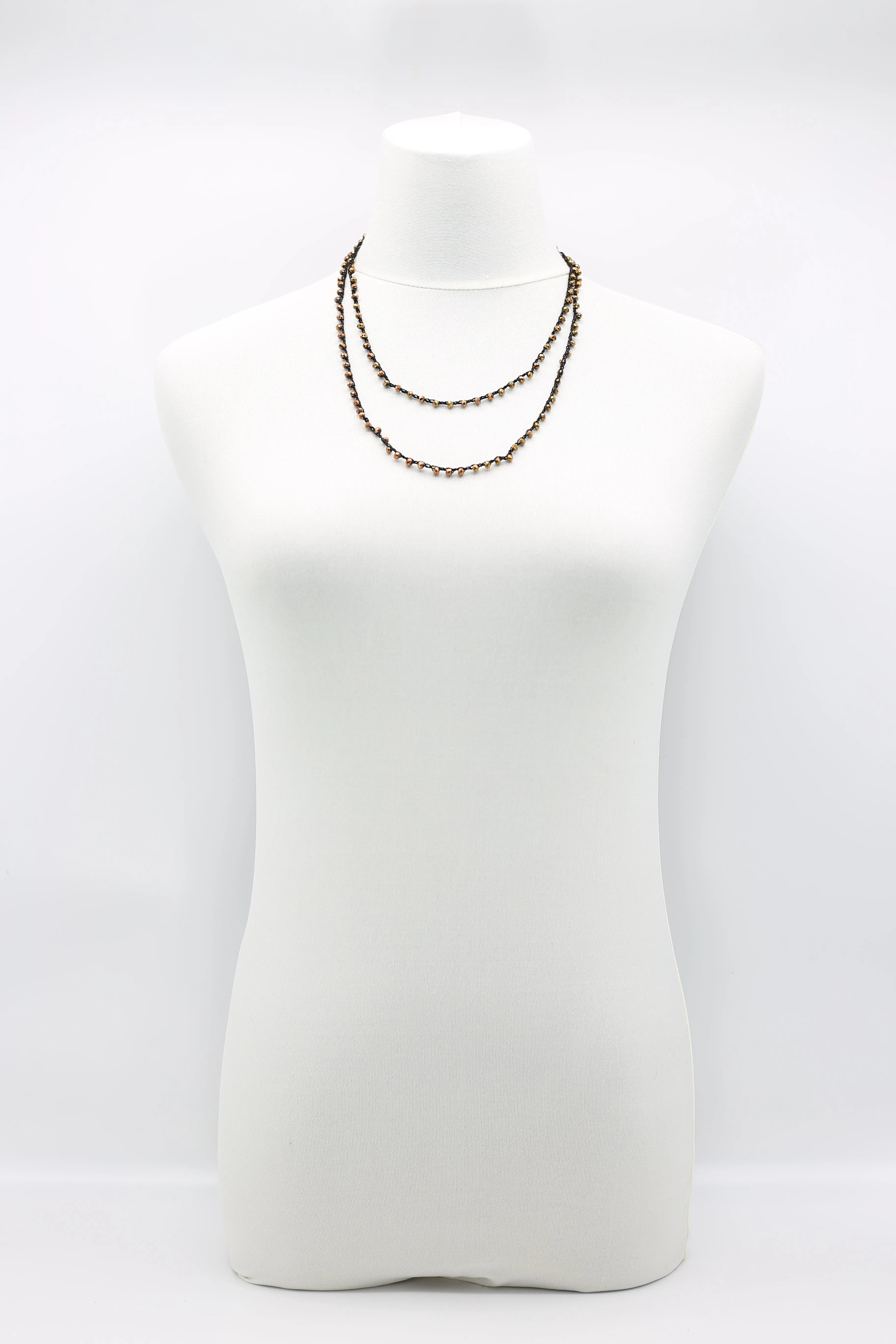 Mini Crystals on Hand-crocheted Cord Necklaces - Single strand