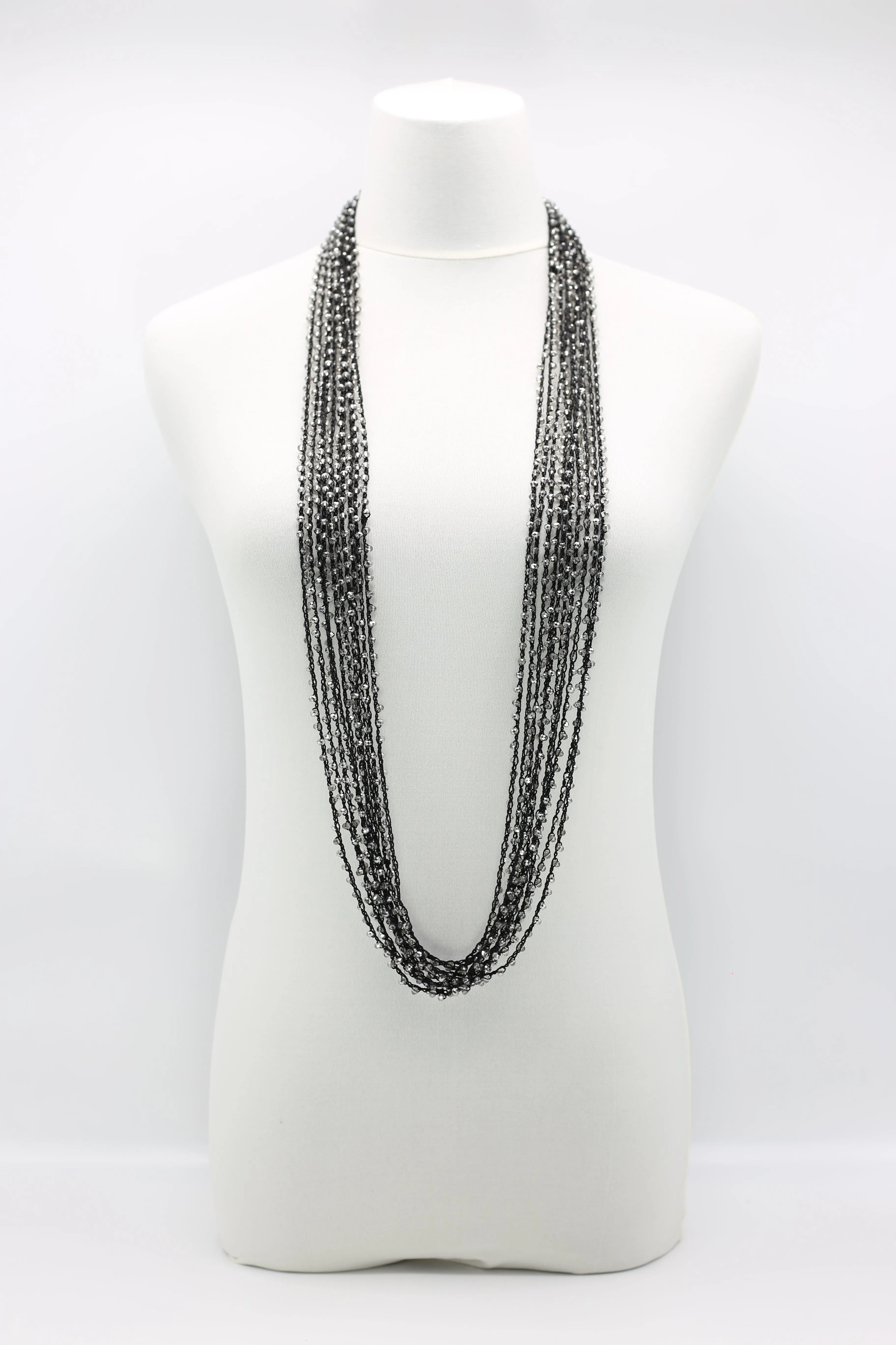 Mini Crystals on Hand-crocheted Cord Necklaces