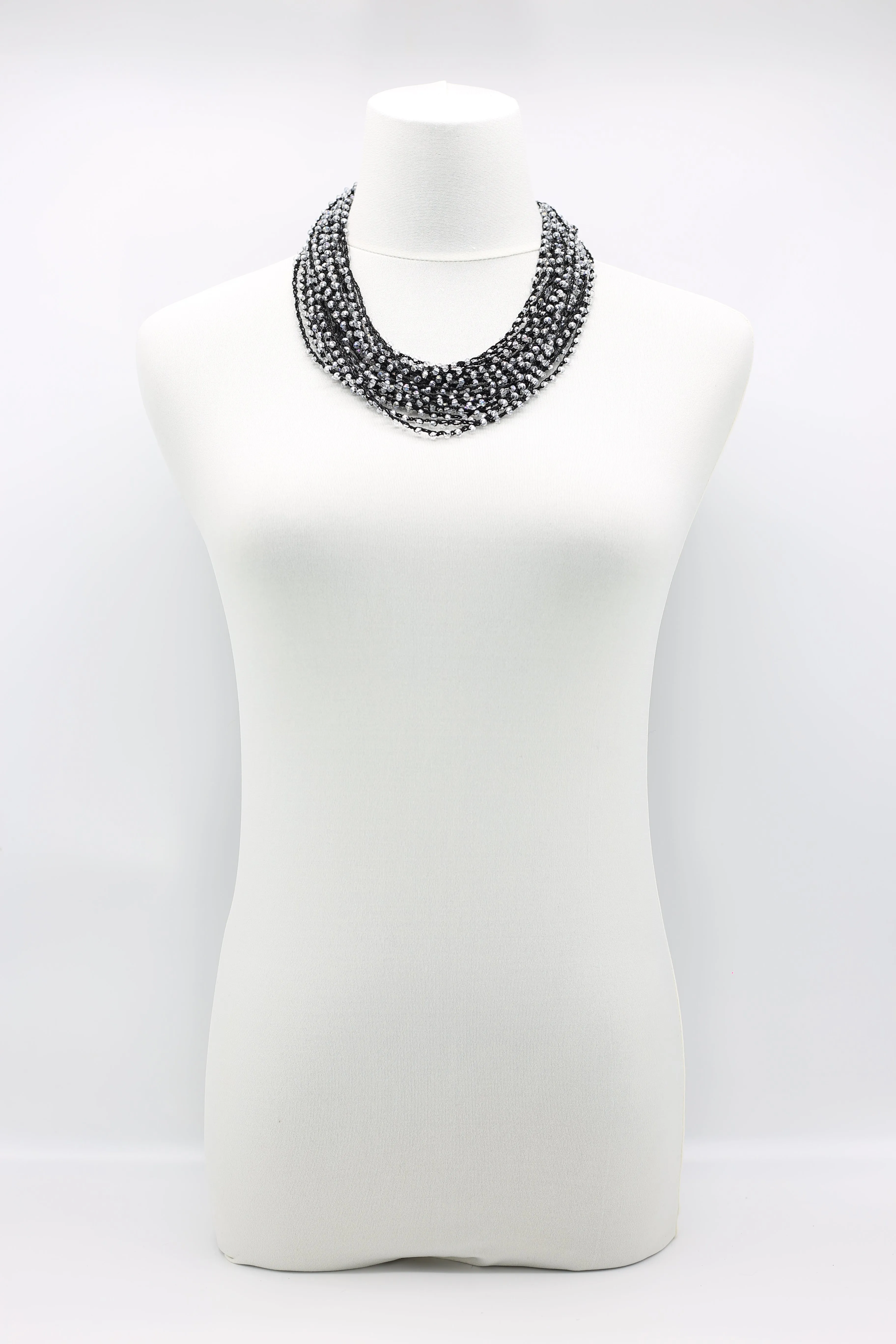 Mini Crystals on Hand-crocheted Cord Necklaces