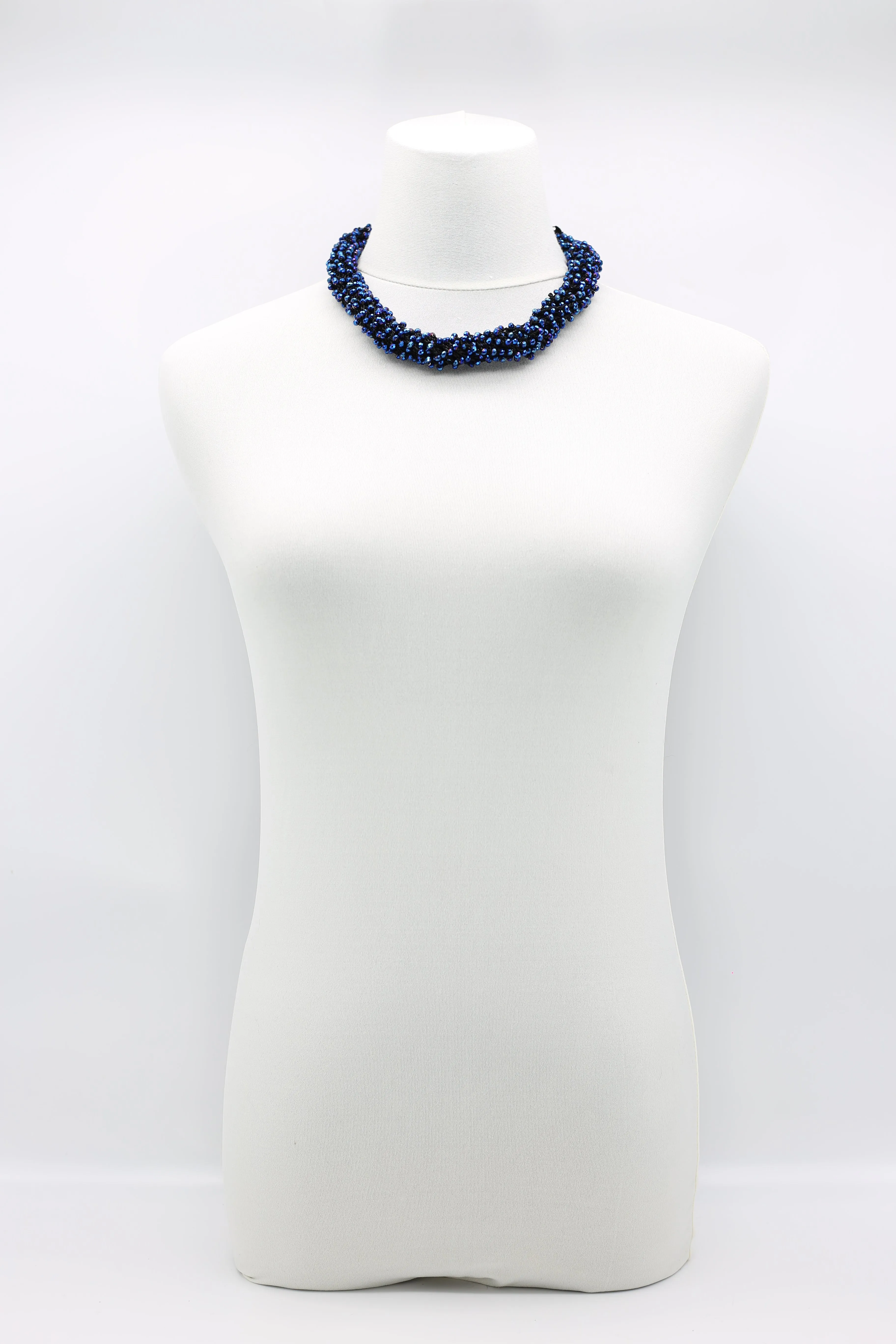 Mini Crystals on Hand-crocheted Cord Necklaces