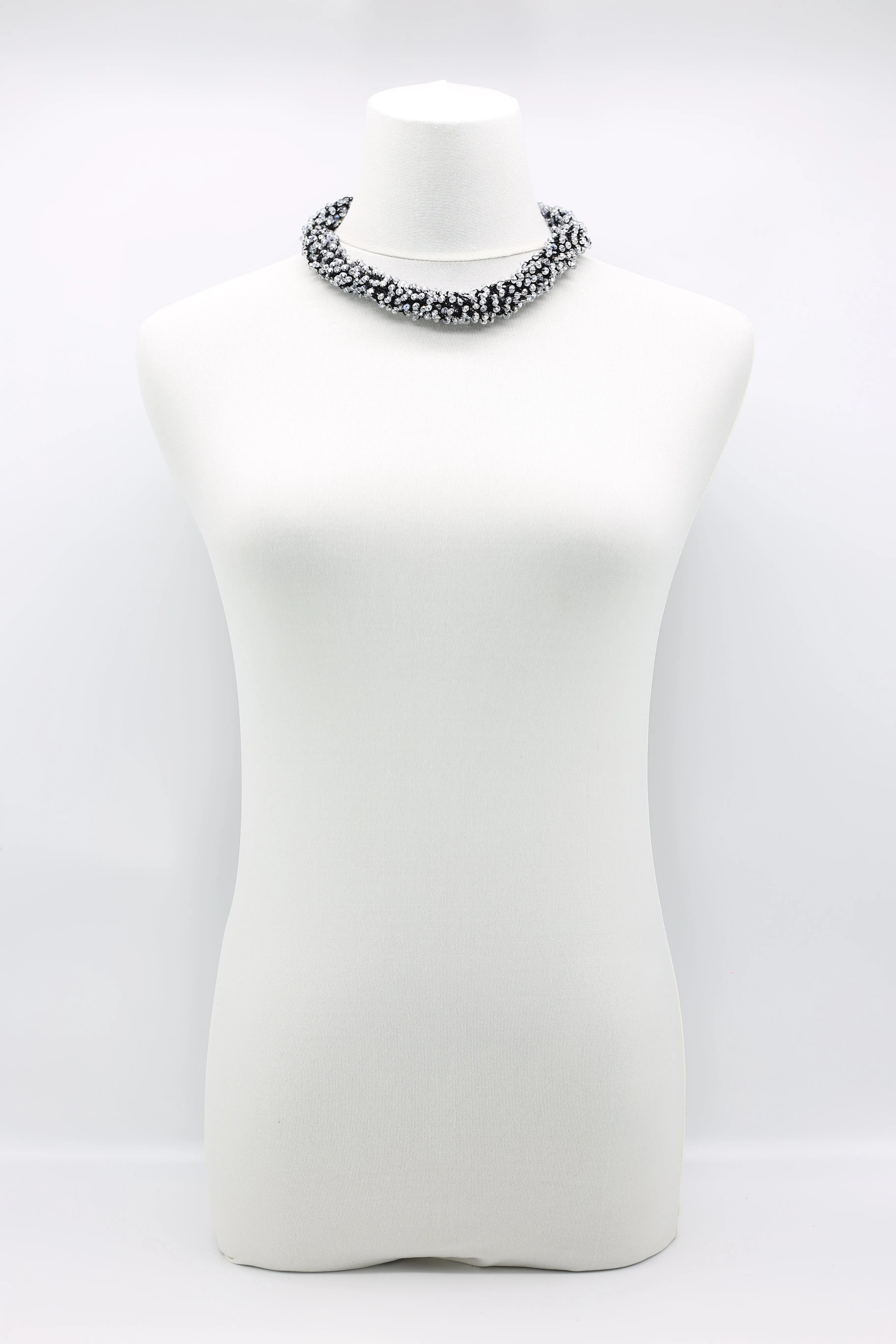 Mini Crystals on Hand-crocheted Cord Necklaces