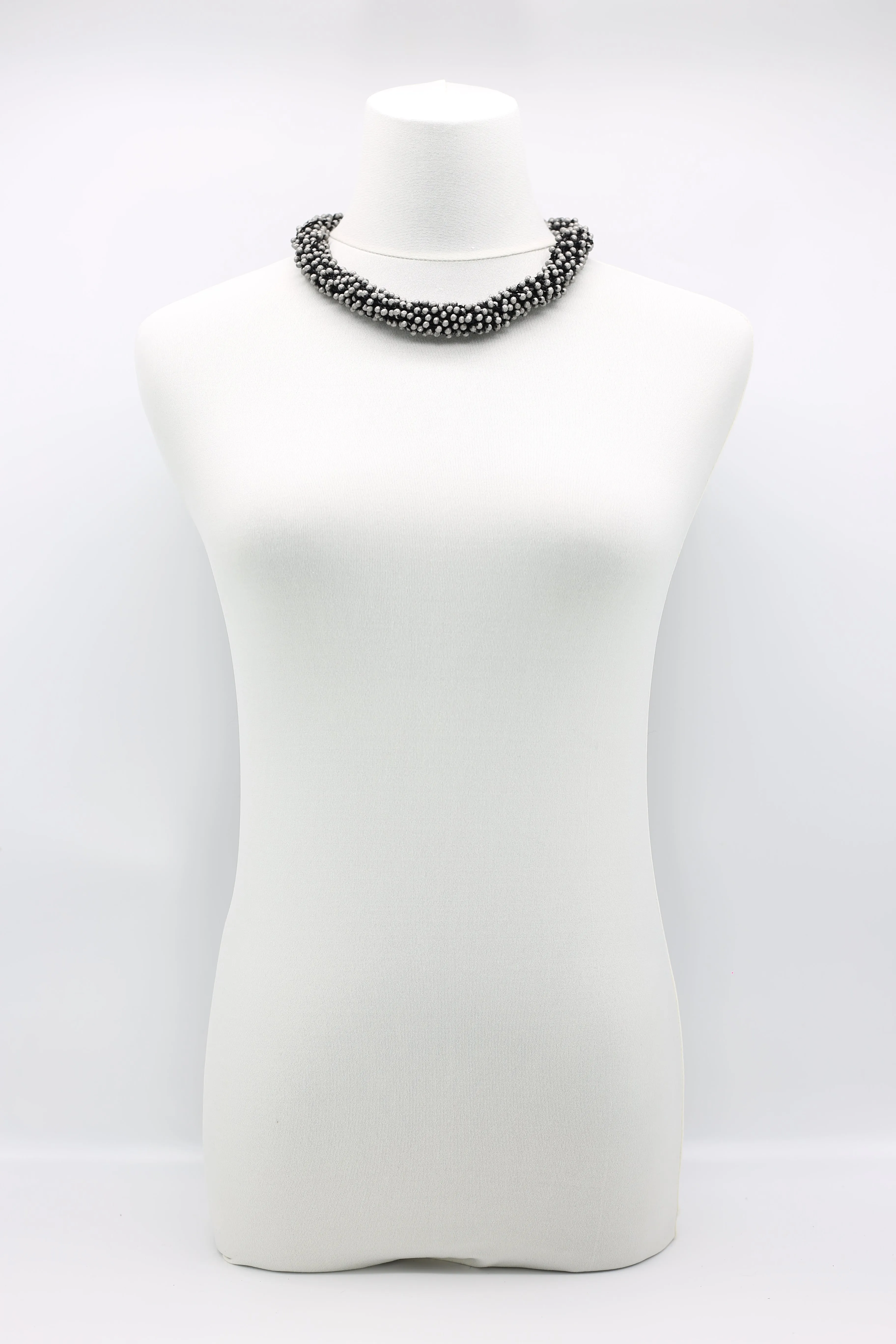 Mini Crystals on Hand-crocheted Cord Necklaces