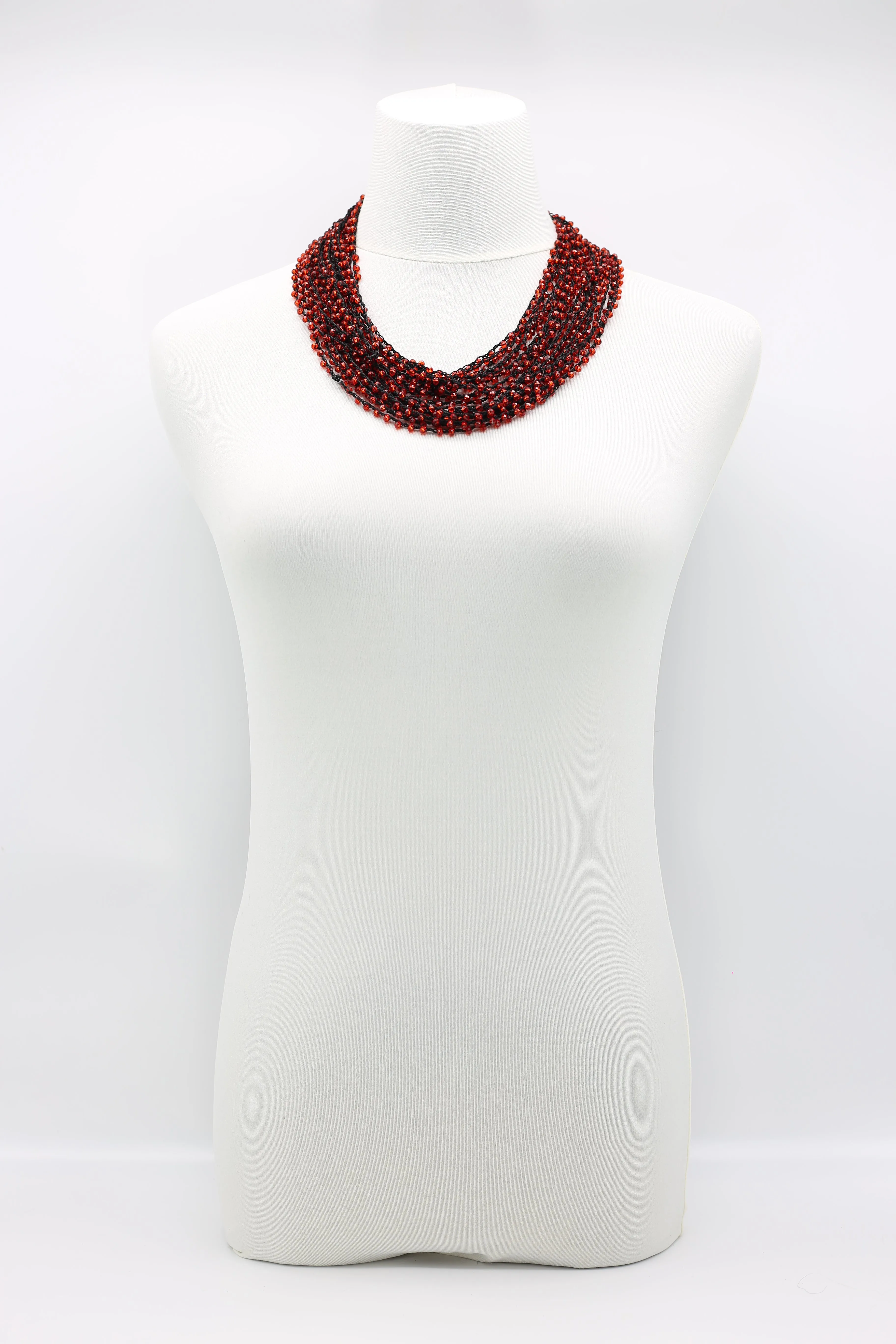 Mini Crystals on Hand-crocheted Cord Necklaces