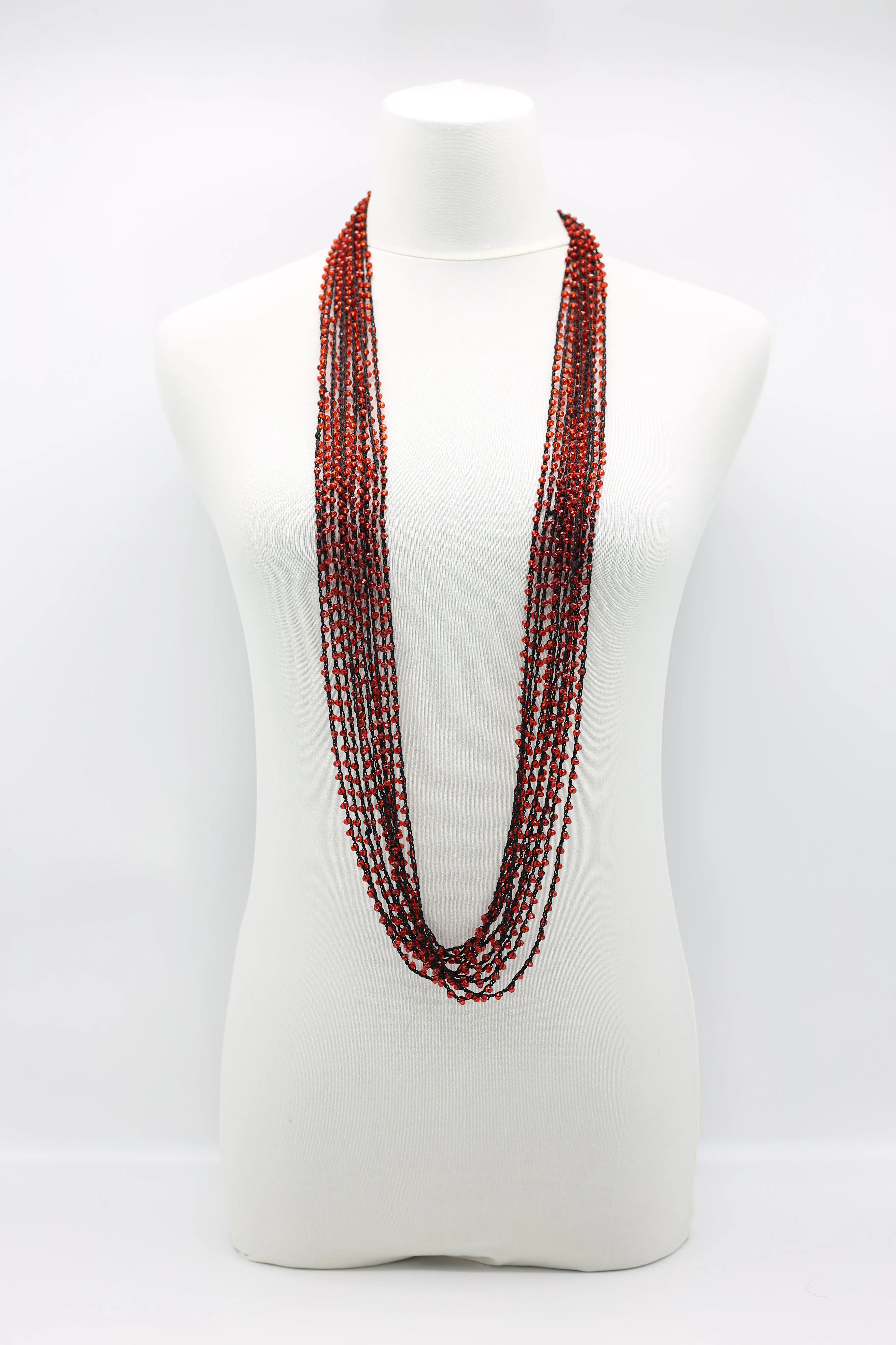 Mini Crystals on Hand-crocheted Cord Necklaces