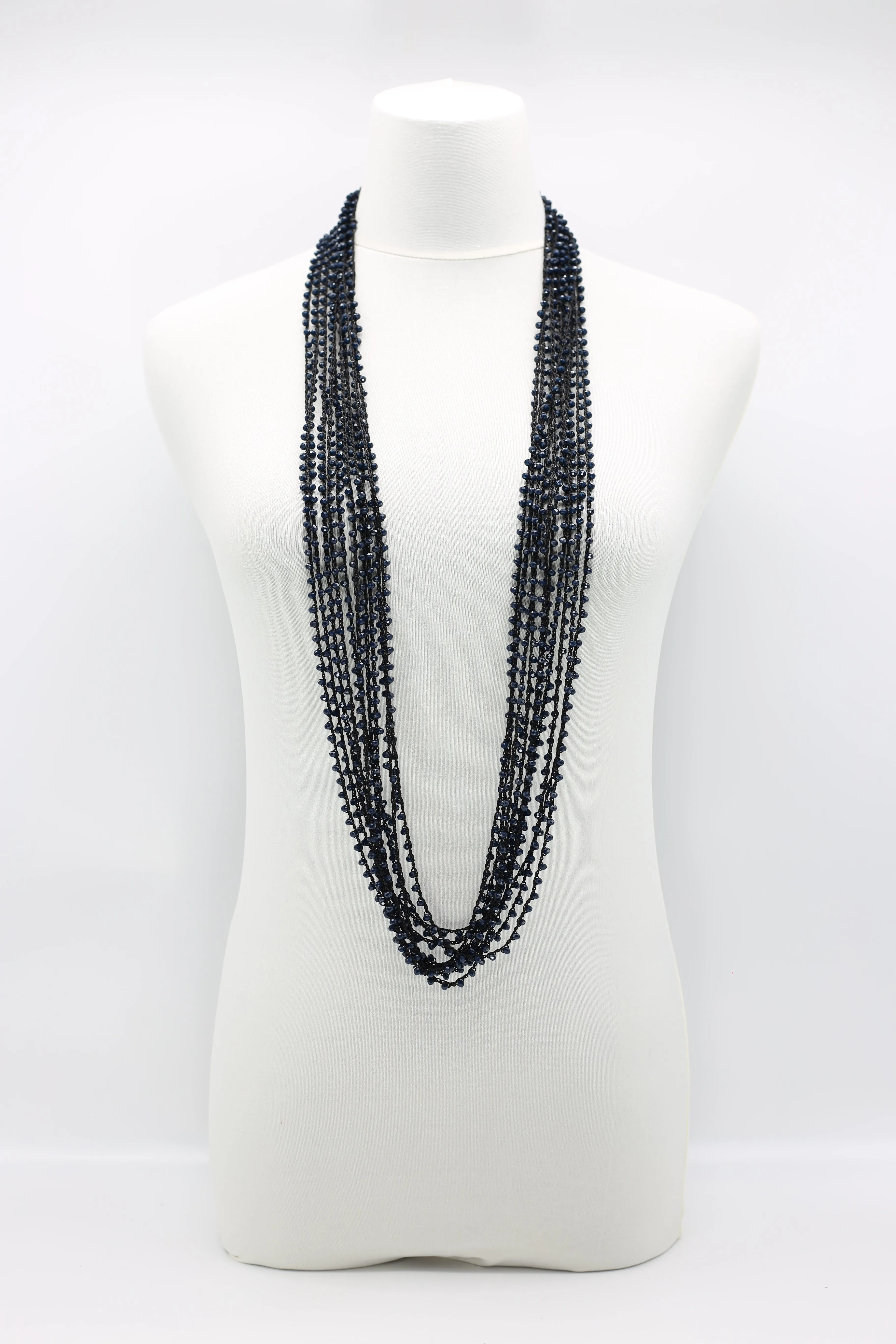 Mini Crystals on Hand-crocheted Cord Necklaces