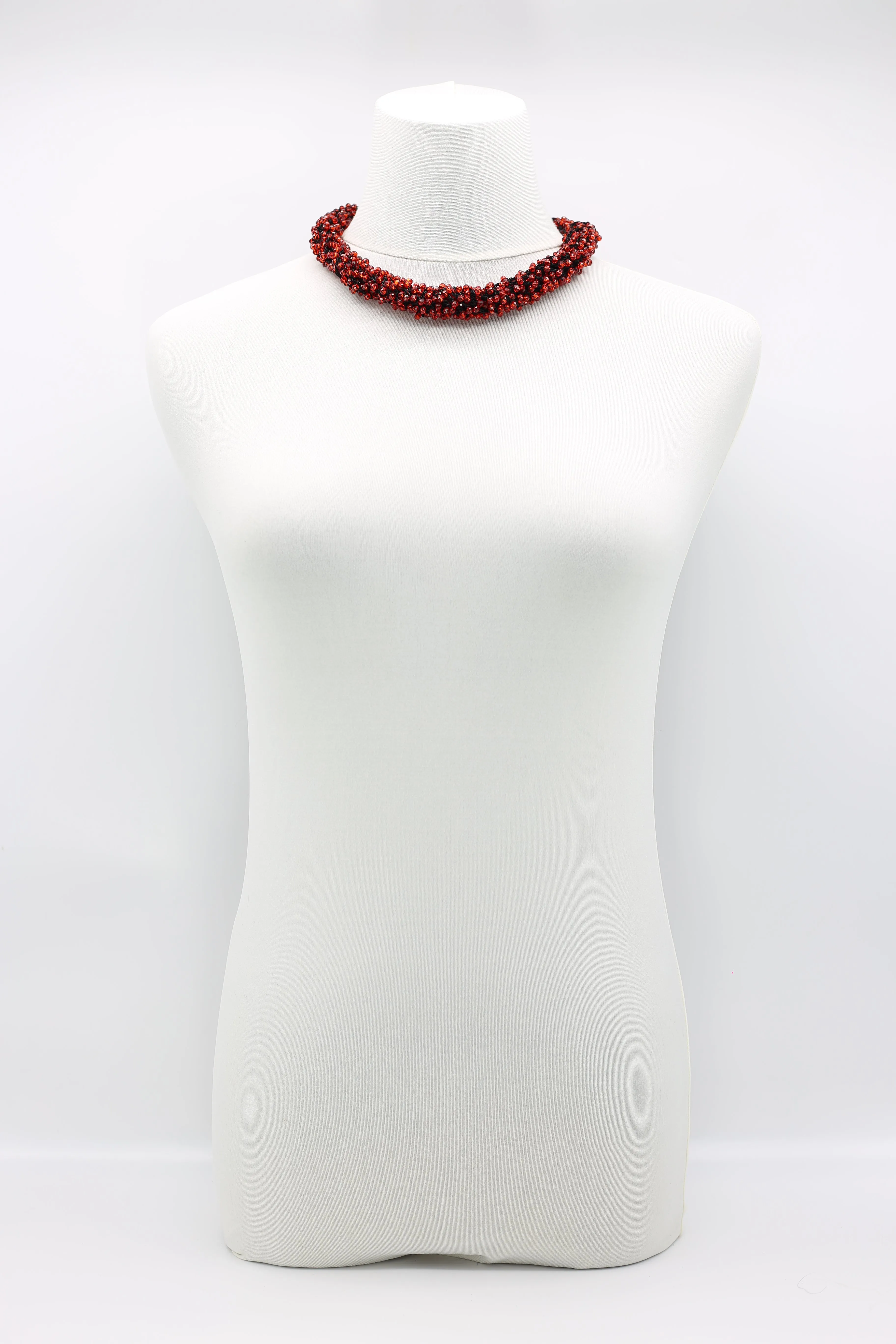 Mini Crystals on Hand-crocheted Cord Necklaces