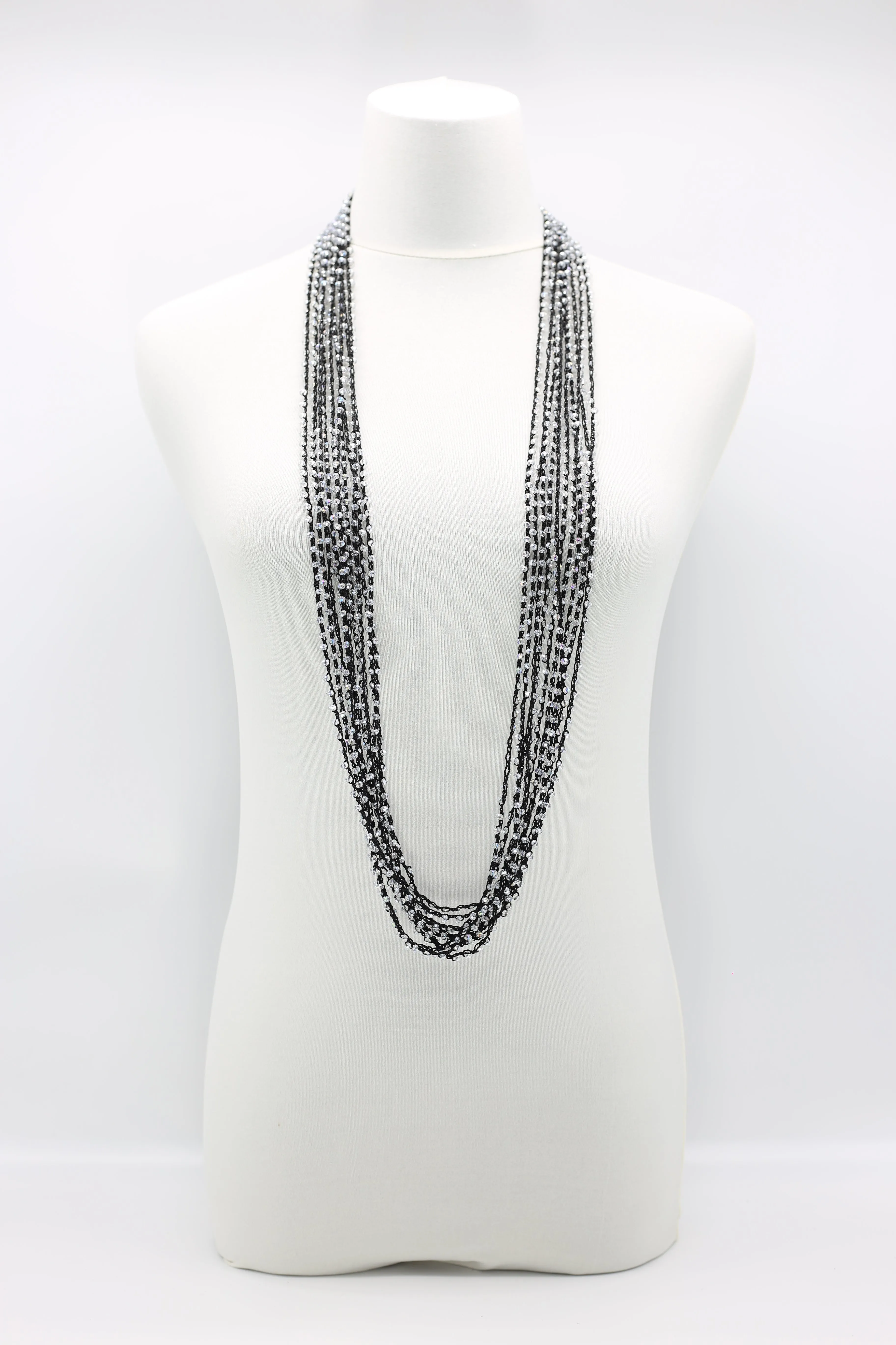 Mini Crystals on Hand-crocheted Cord Necklaces