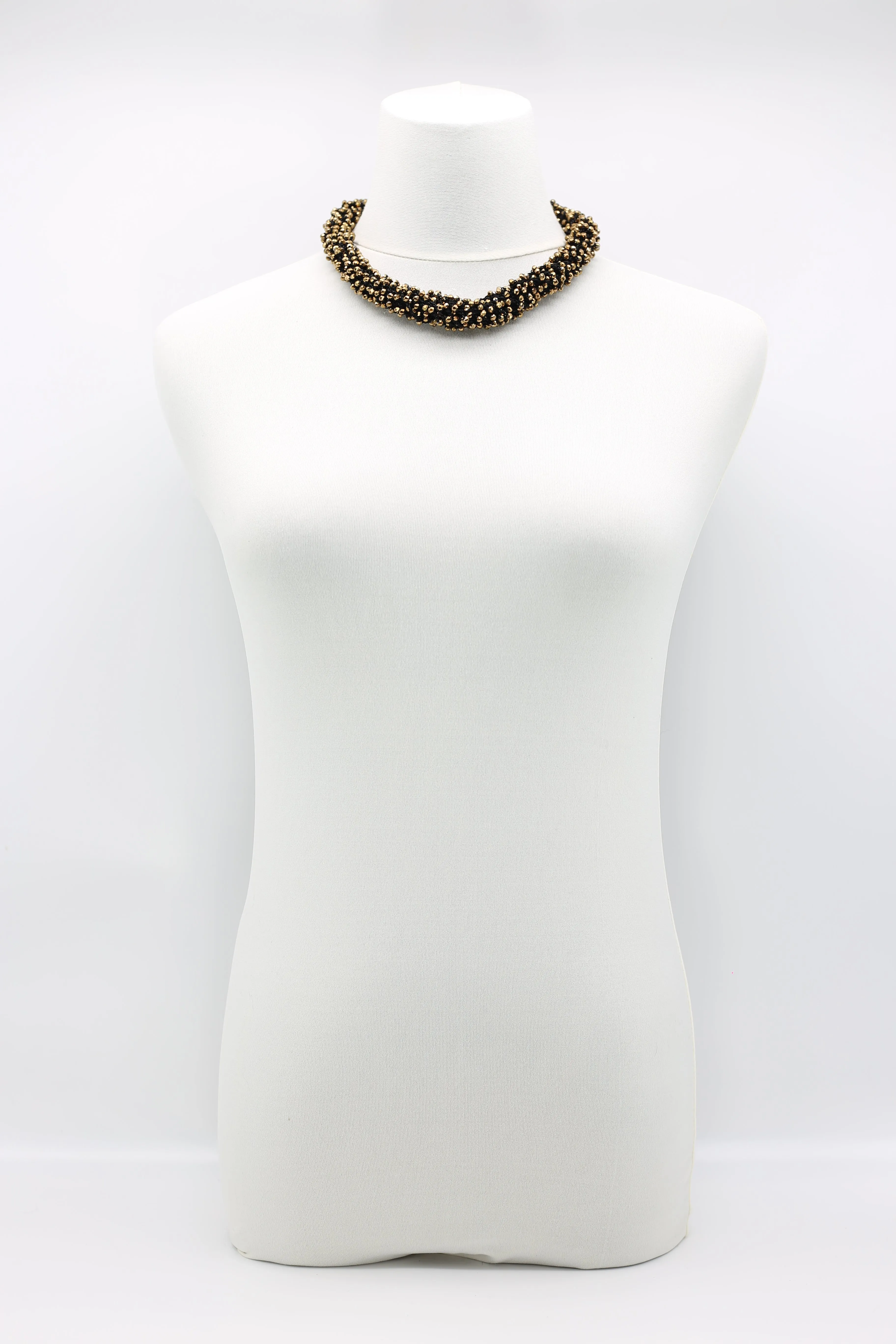 Mini Crystals on Hand-crocheted Cord Necklaces