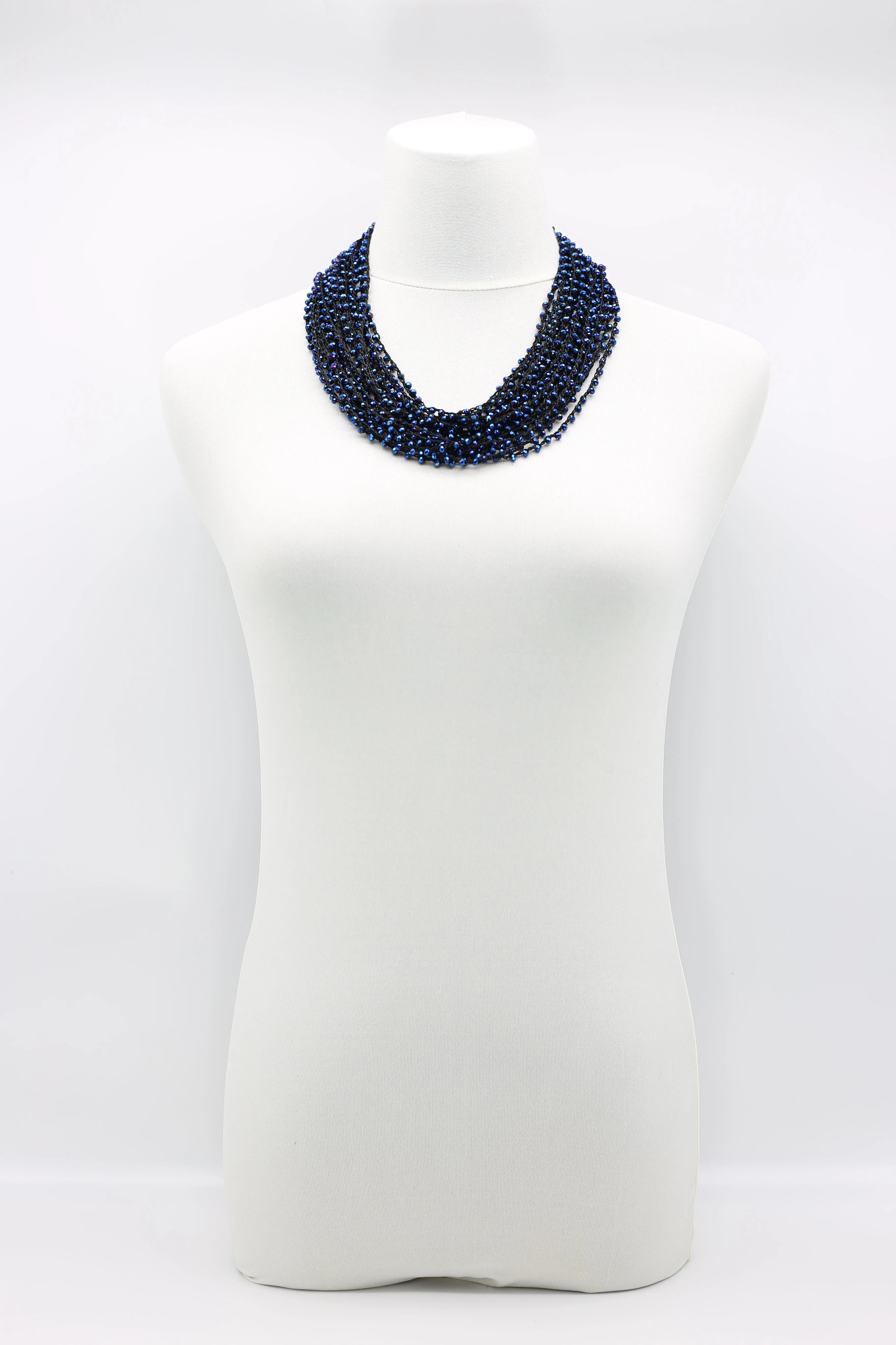 Mini Crystals on Hand-crocheted Cord Necklaces