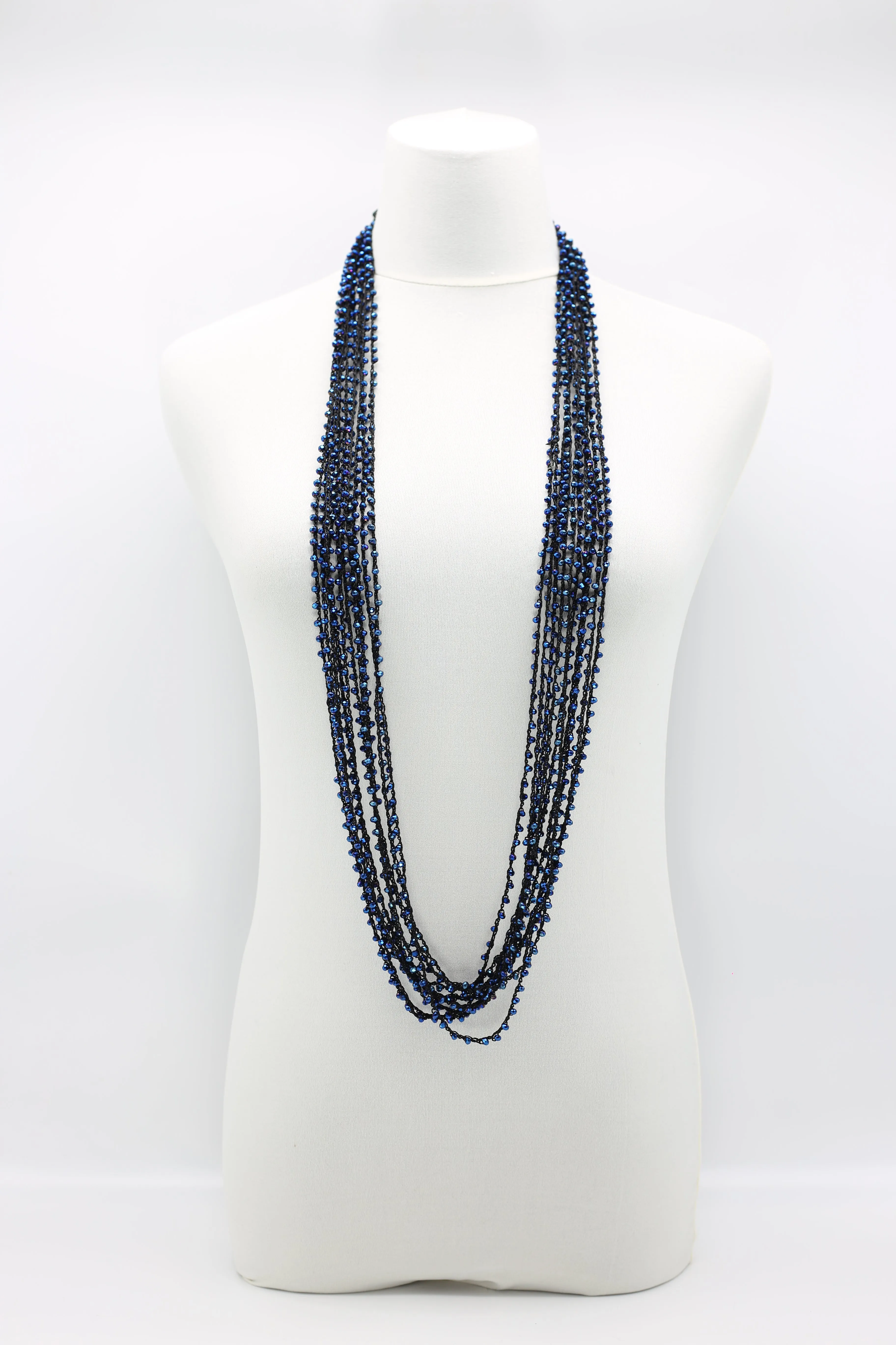 Mini Crystals on Hand-crocheted Cord Necklaces