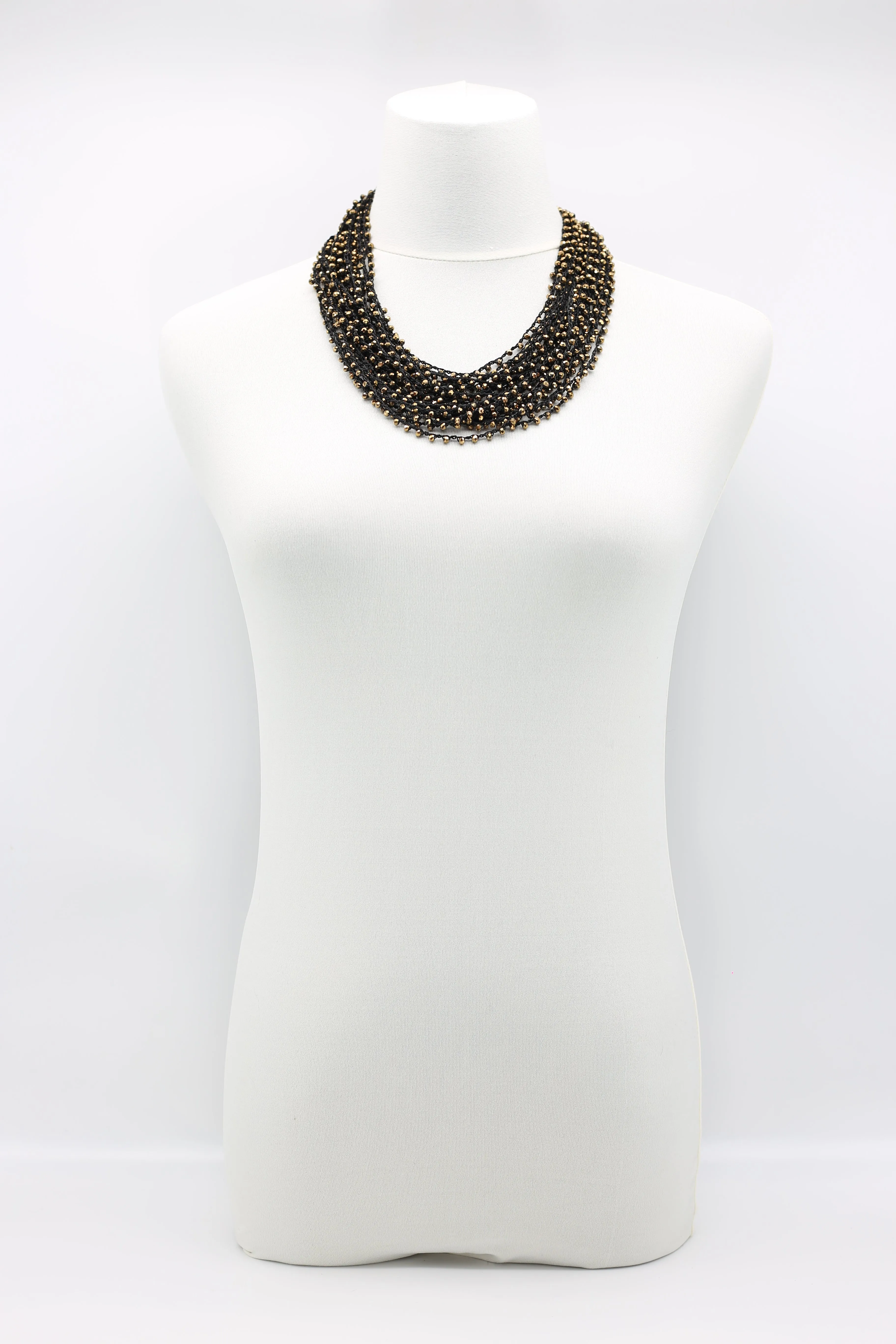 Mini Crystals on Hand-crocheted Cord Necklaces