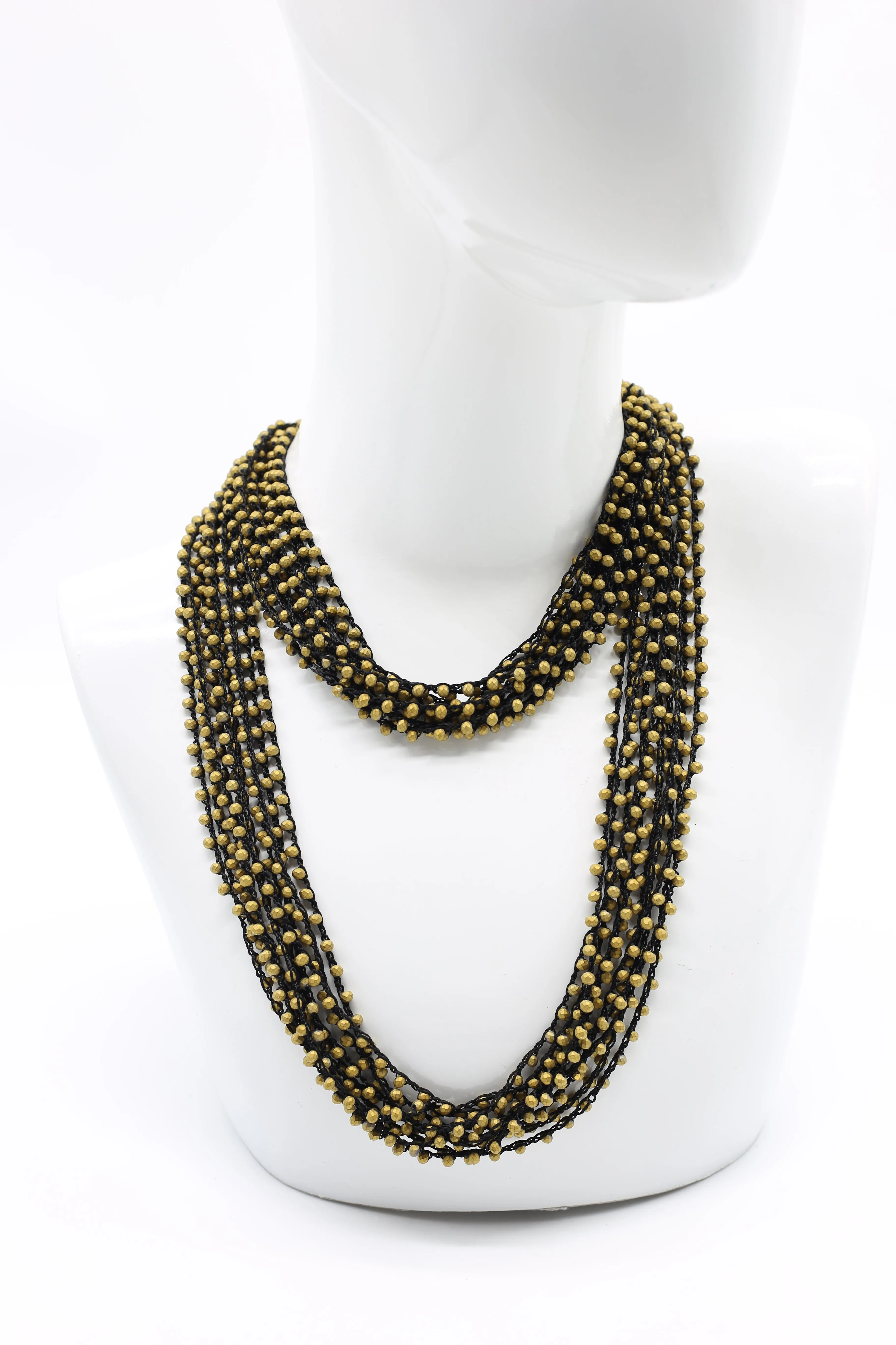 Mini Crystals on Hand-crocheted Cord Necklaces