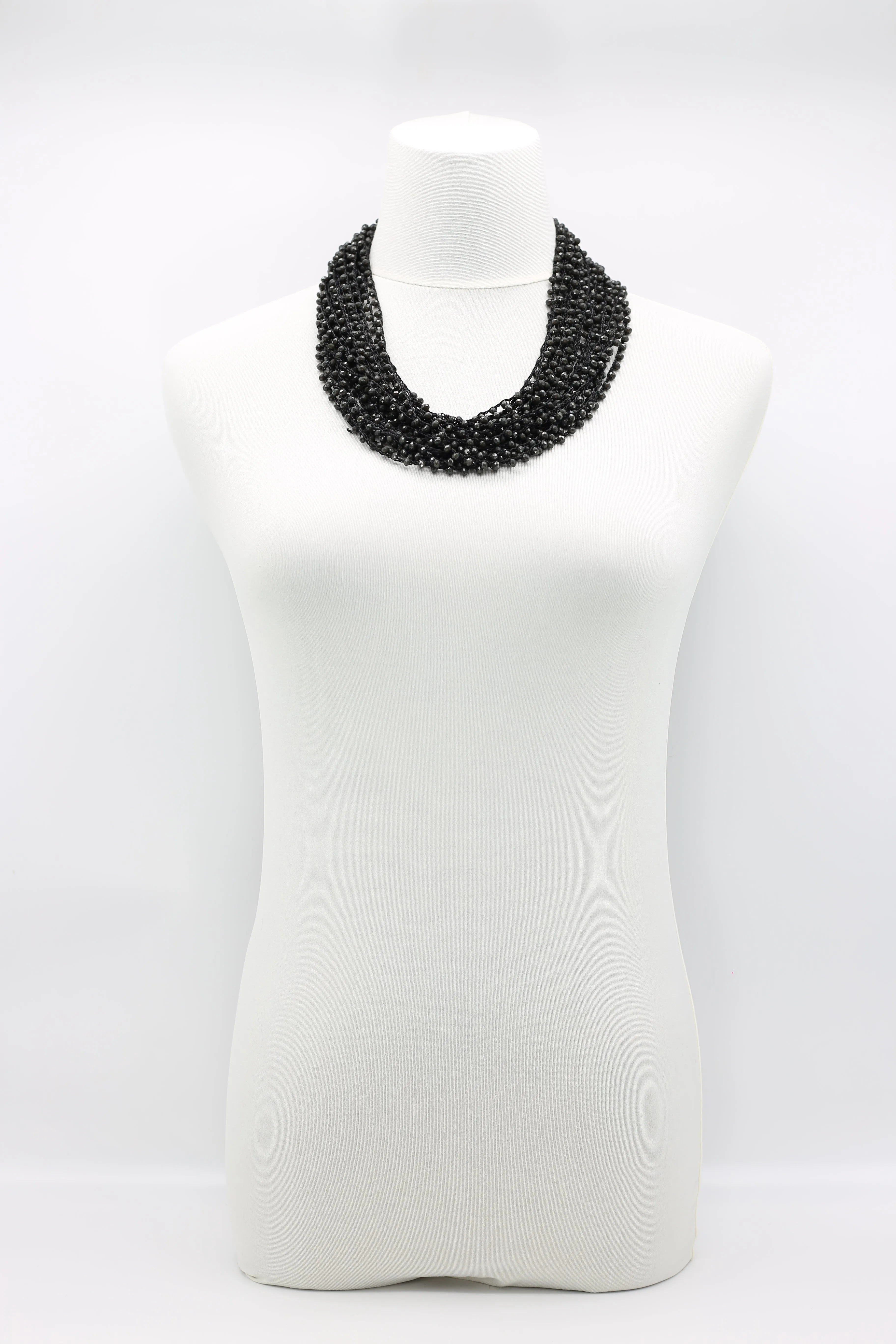 Mini Crystals on Hand-crocheted Cord Necklaces