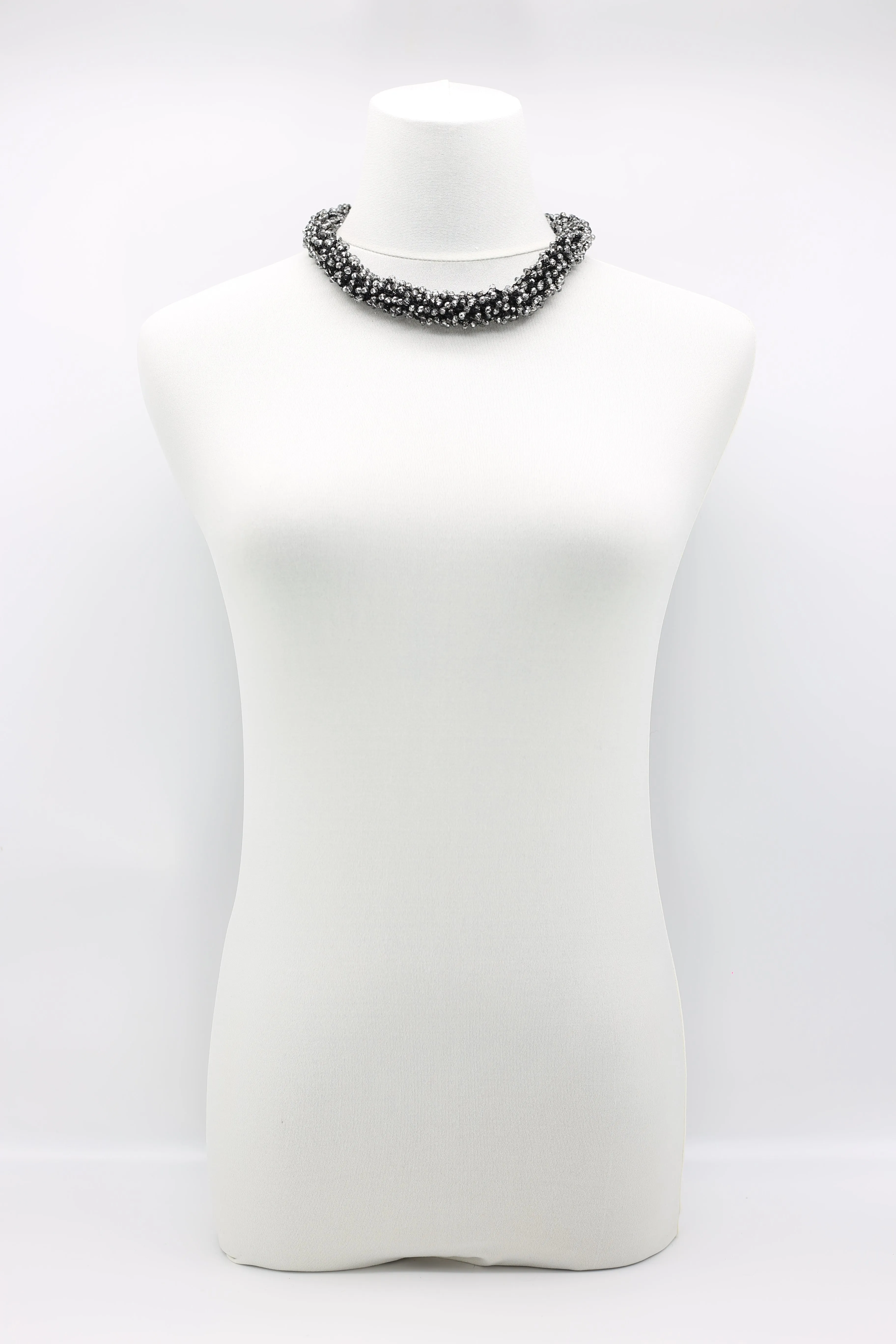 Mini Crystals on Hand-crocheted Cord Necklaces