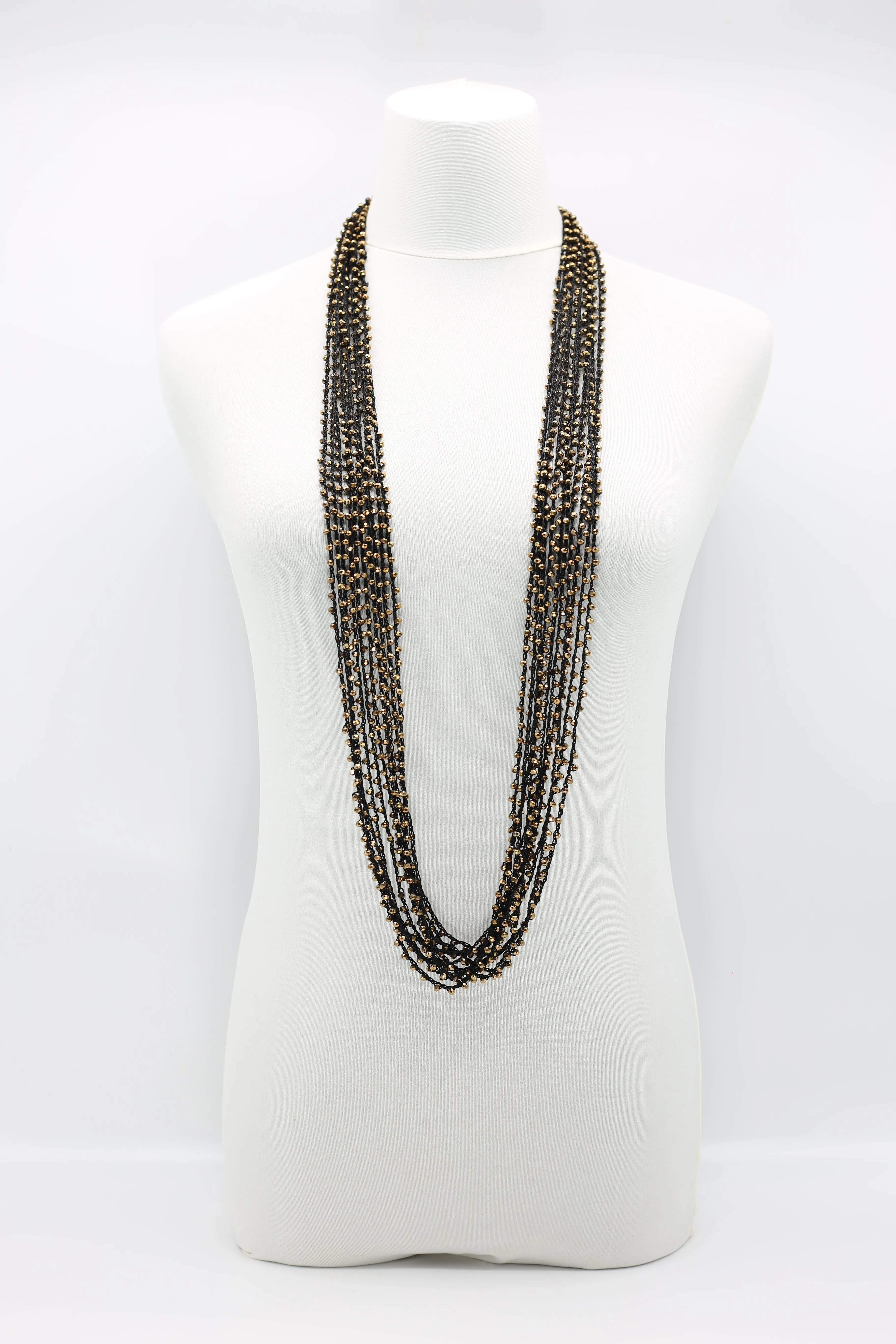 Mini Crystals on Hand-crocheted Cord Necklaces