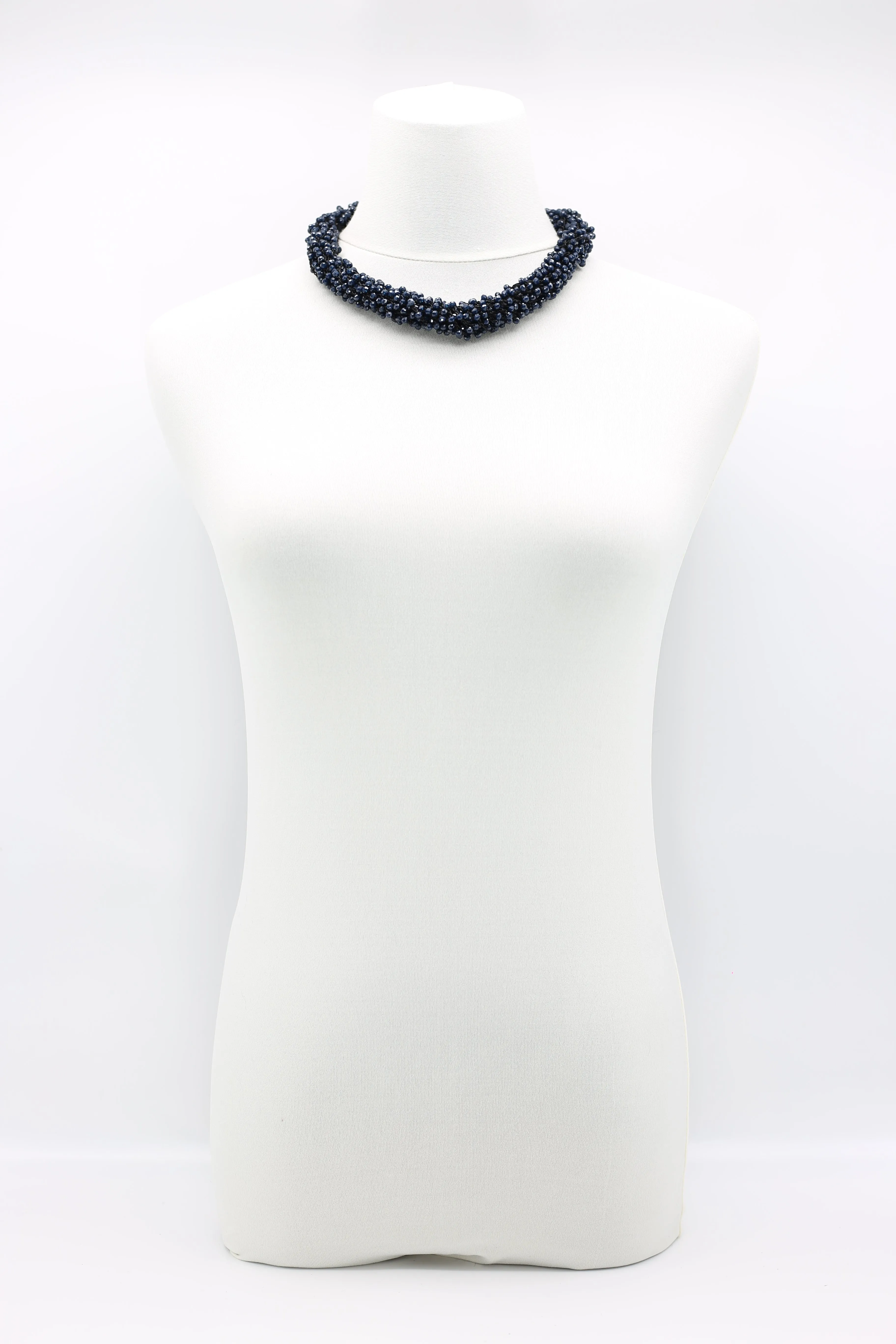Mini Crystals on Hand-crocheted Cord Necklaces