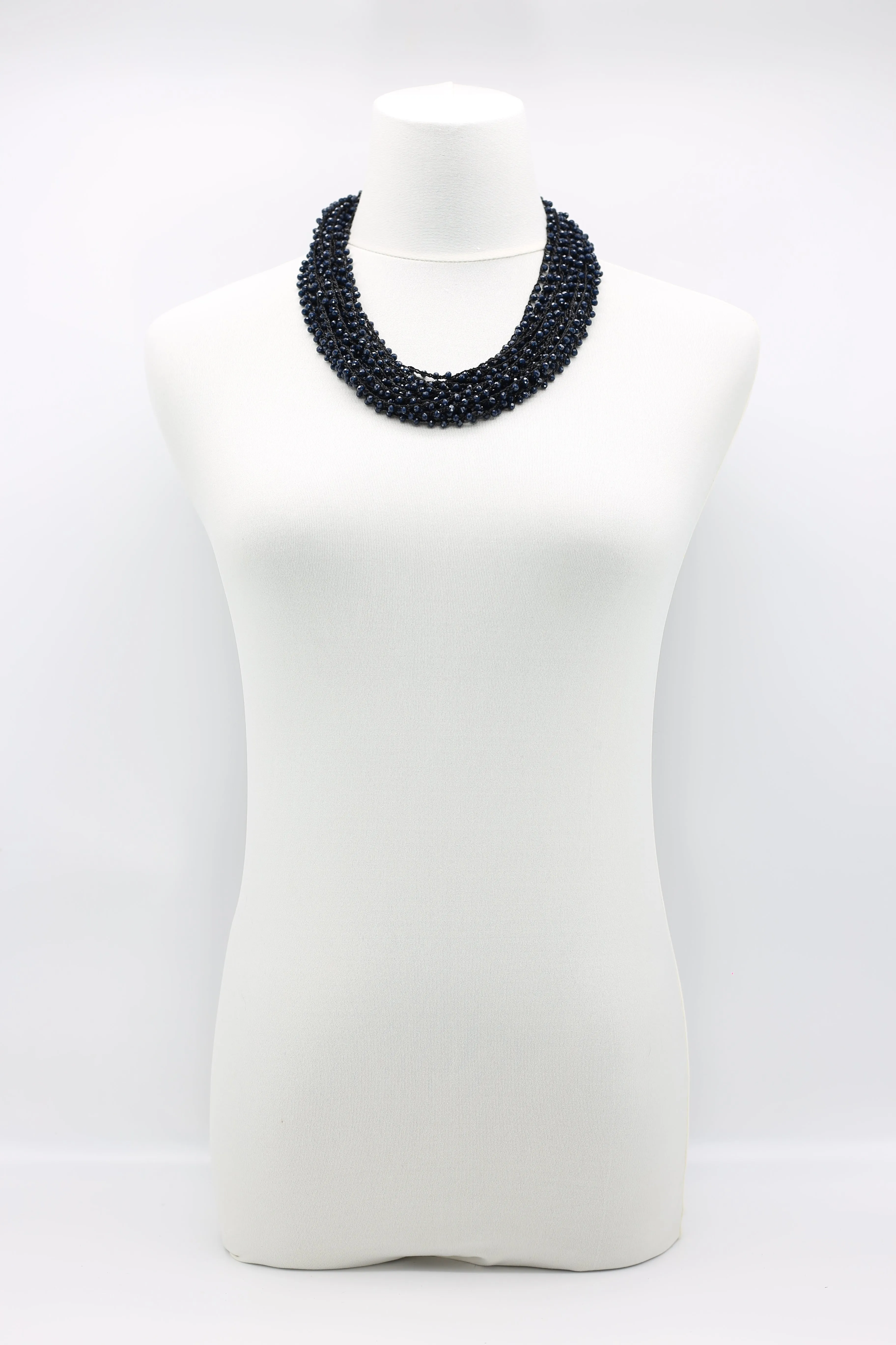 Mini Crystals on Hand-crocheted Cord Necklaces