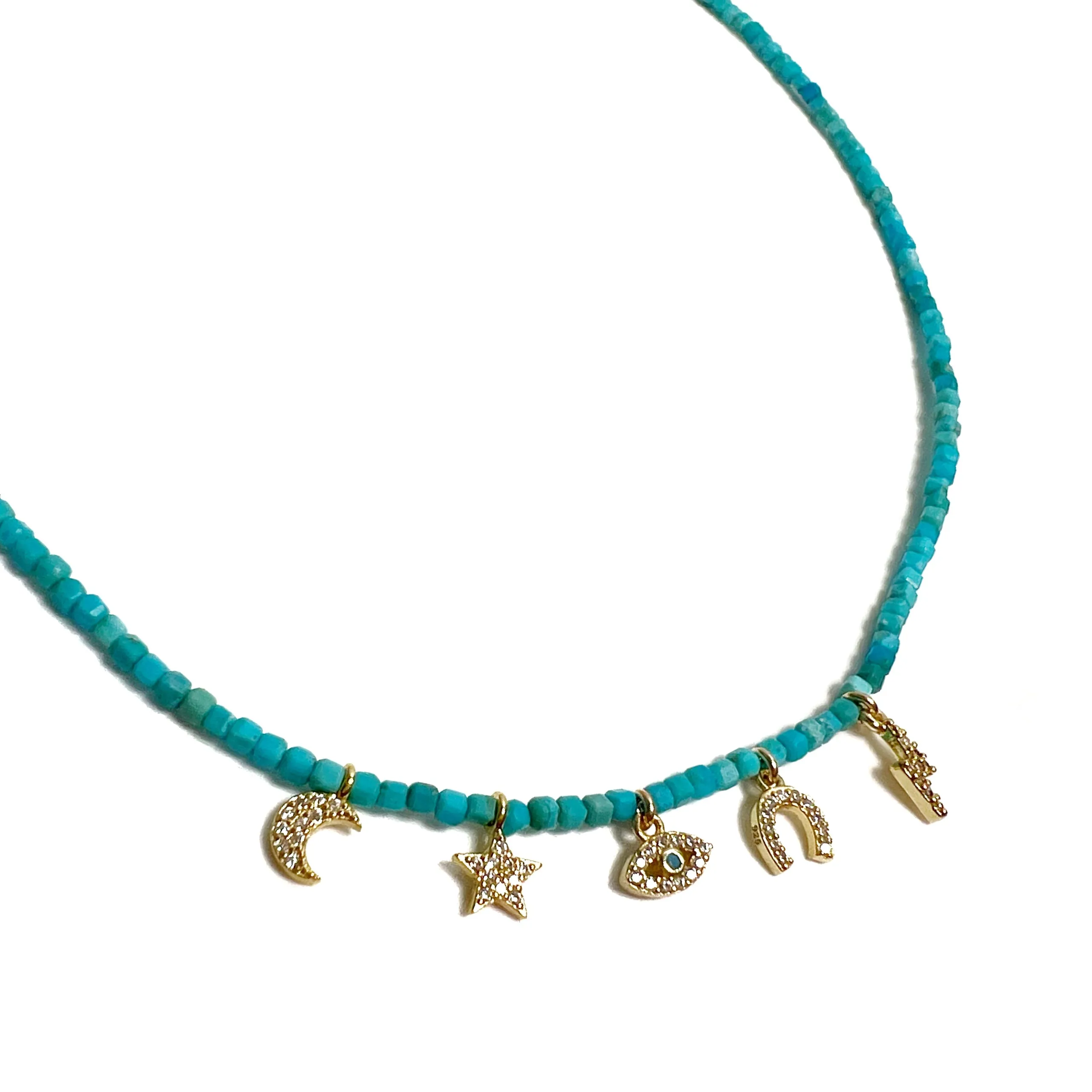 Mini Multi Charms Stone Choker
