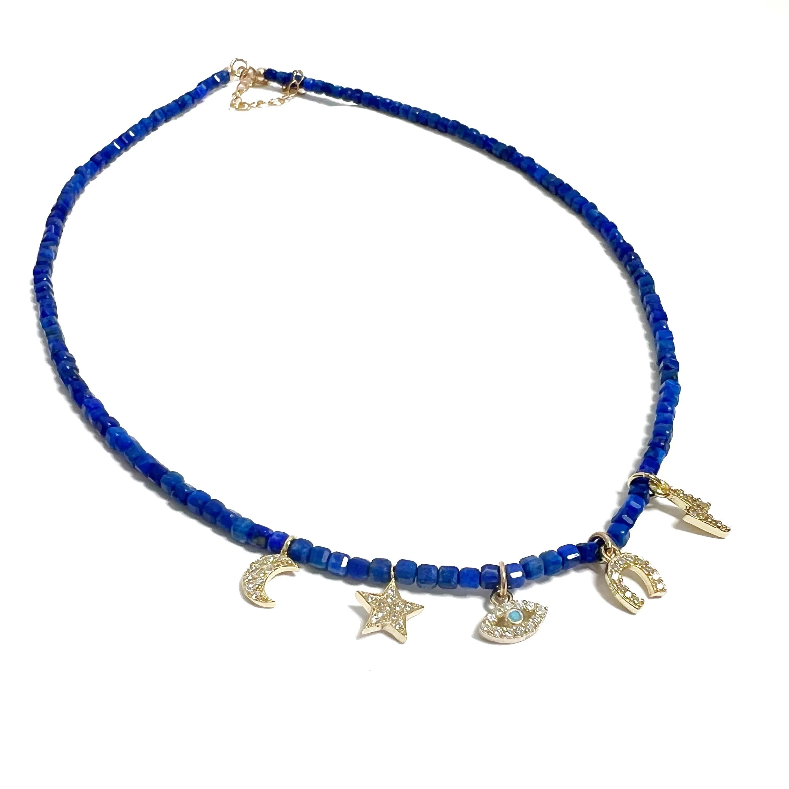 Mini Multi Charms Stone Choker