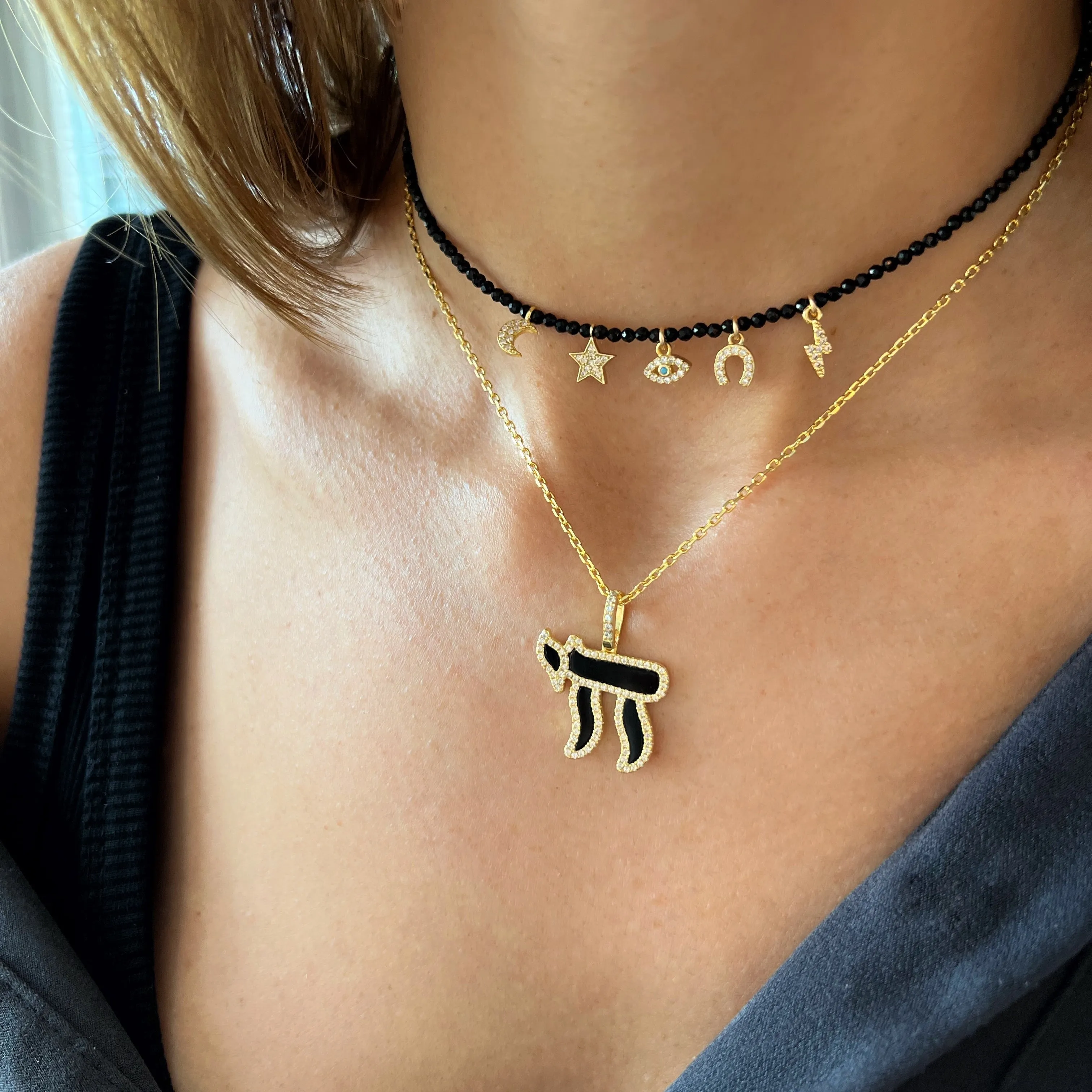 Mini Multi Charms Stone Choker