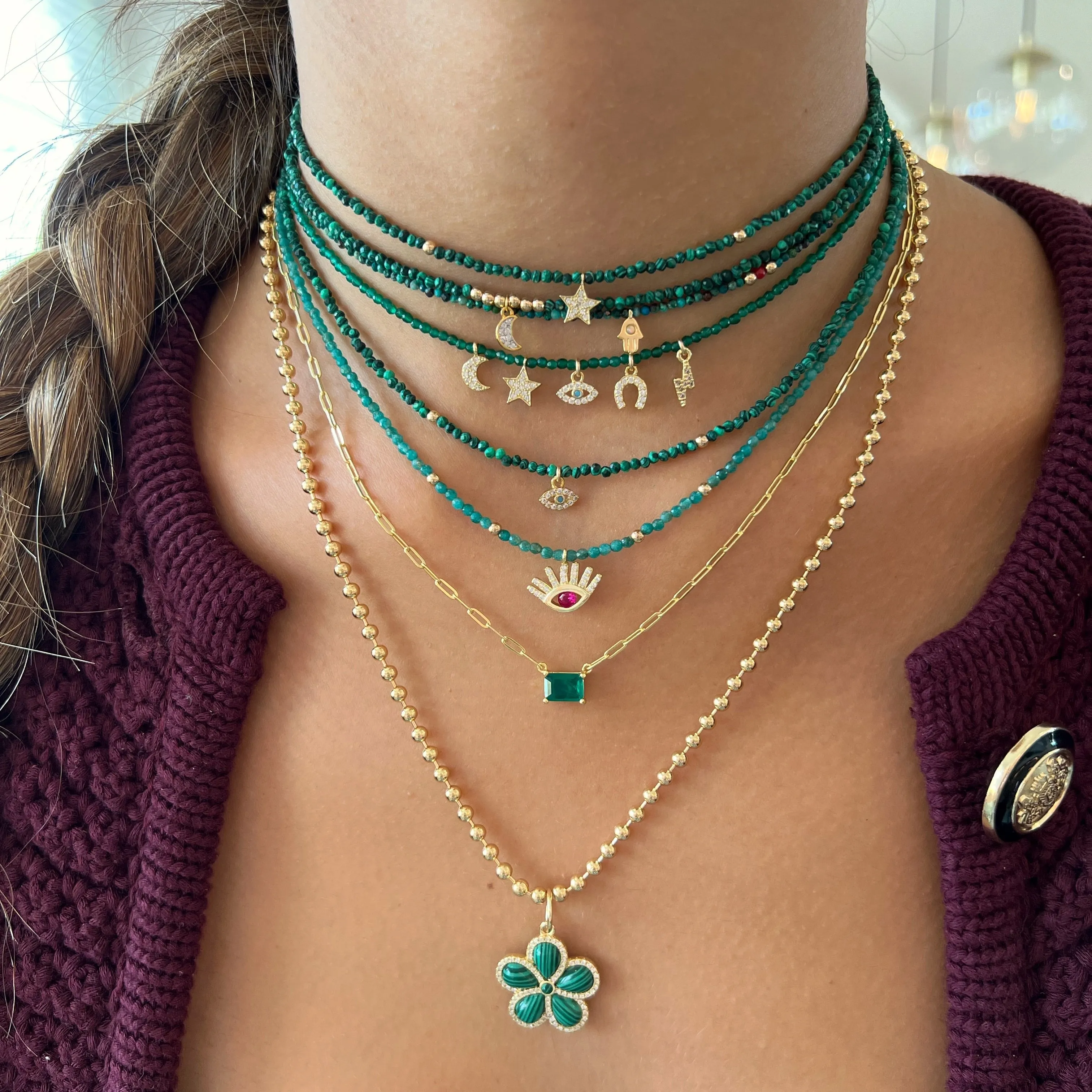 Mini Multi Charms Stone Choker