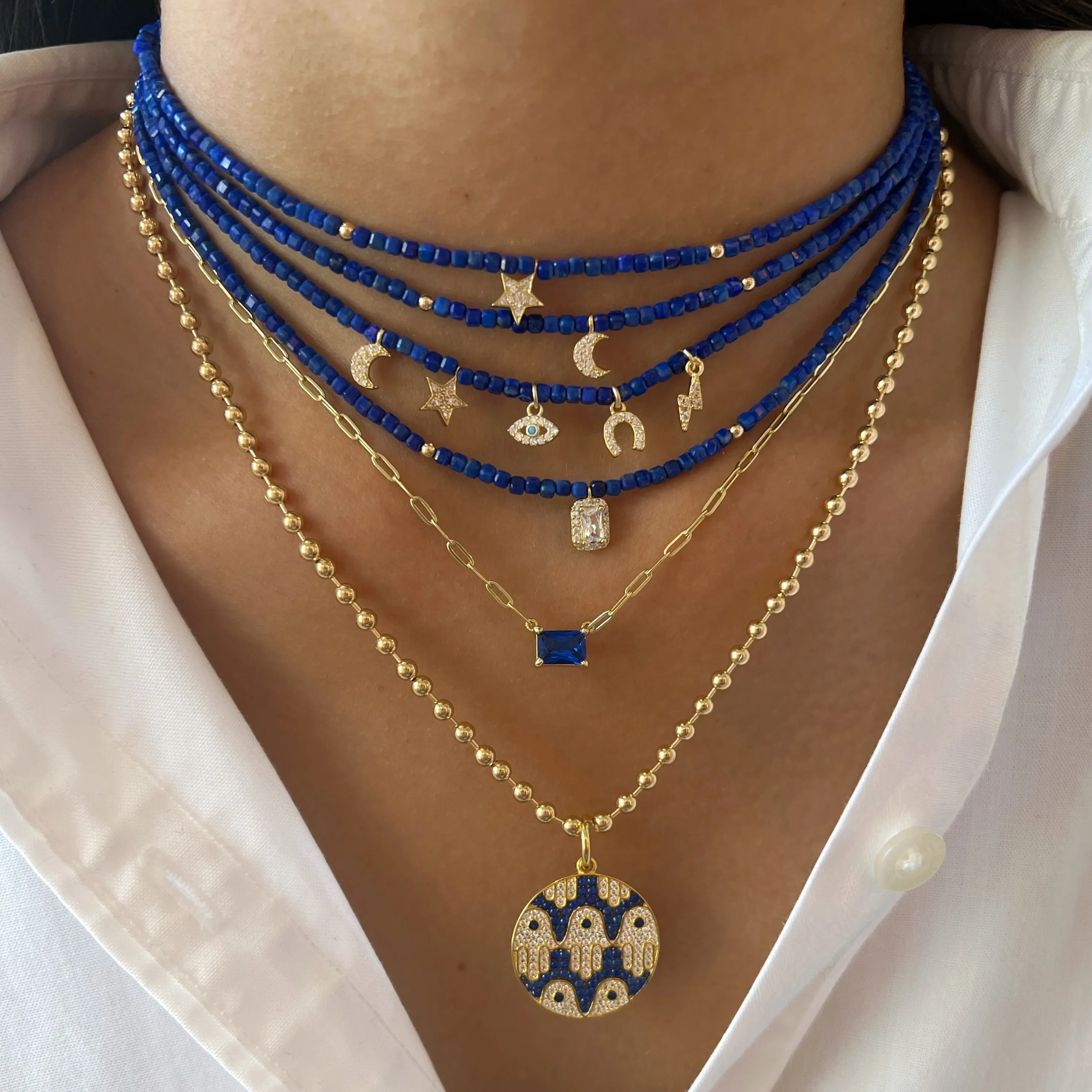 Mini Multi Charms Stone Choker
