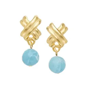 Mini X Jasper Drop Studs Earrings