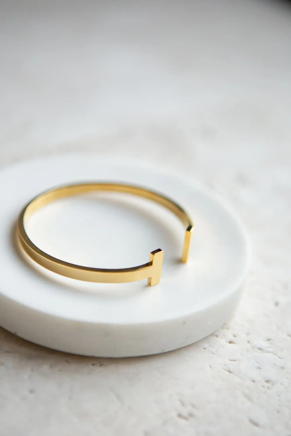 Minimalist Gold T Bar Cuff Bracelet