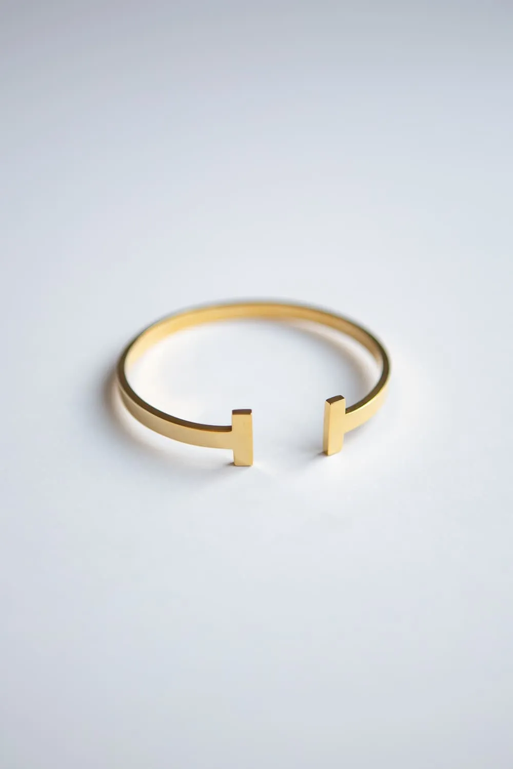 Minimalist Gold T Bar Cuff Bracelet