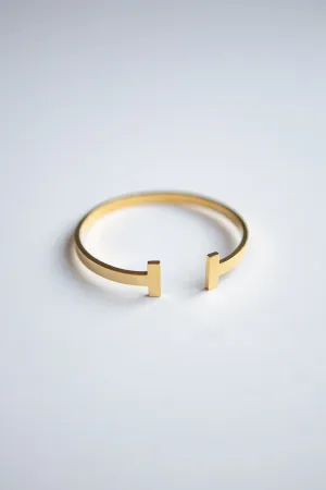 Minimalist Gold T Bar Cuff Bracelet