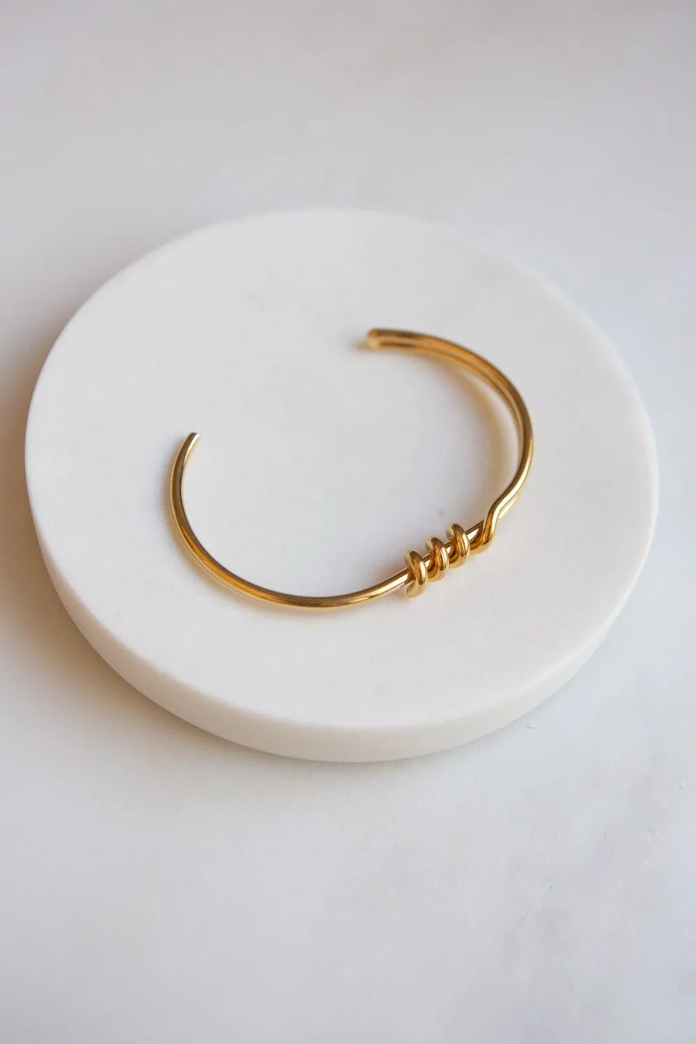 Minimalist Gold Wire Twist Cuff Bracelet